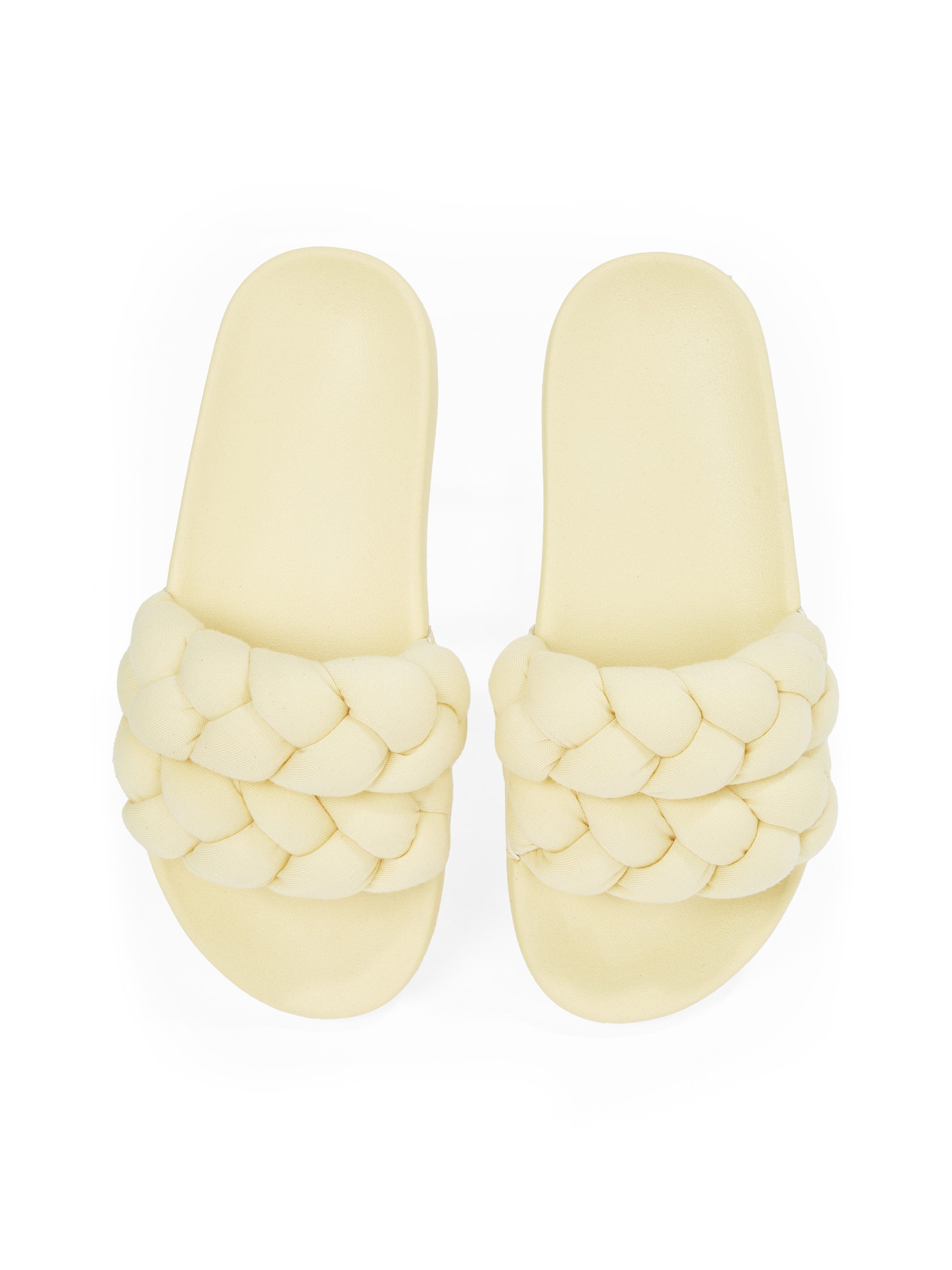 TOMMY JEANS Slippers TJW BRAIDED SLIDE , zomerschoen, flats, instapschoen, gevlochten, gewatteerde bandage