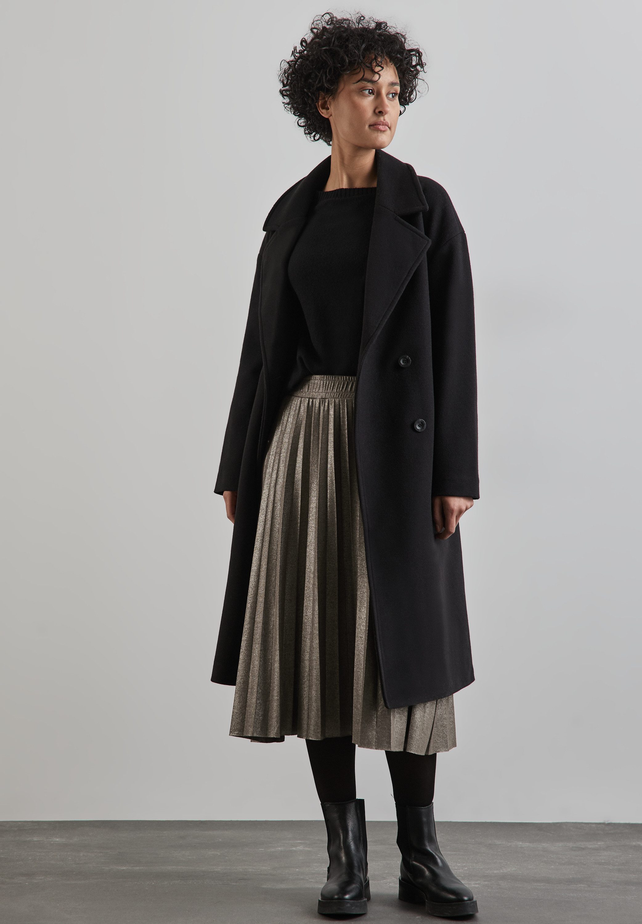 STREET ONE Plissérok glanzend, met stretch en viscose