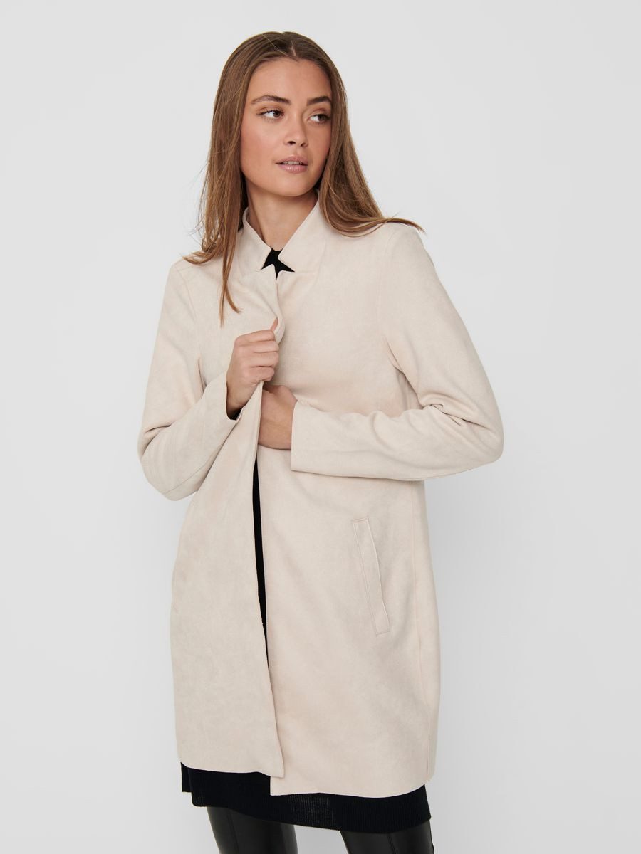 Only Korte jas ONLSOHO FAUX SUEDE COATIGAN CC OTW dames mantels maat M (38) beige