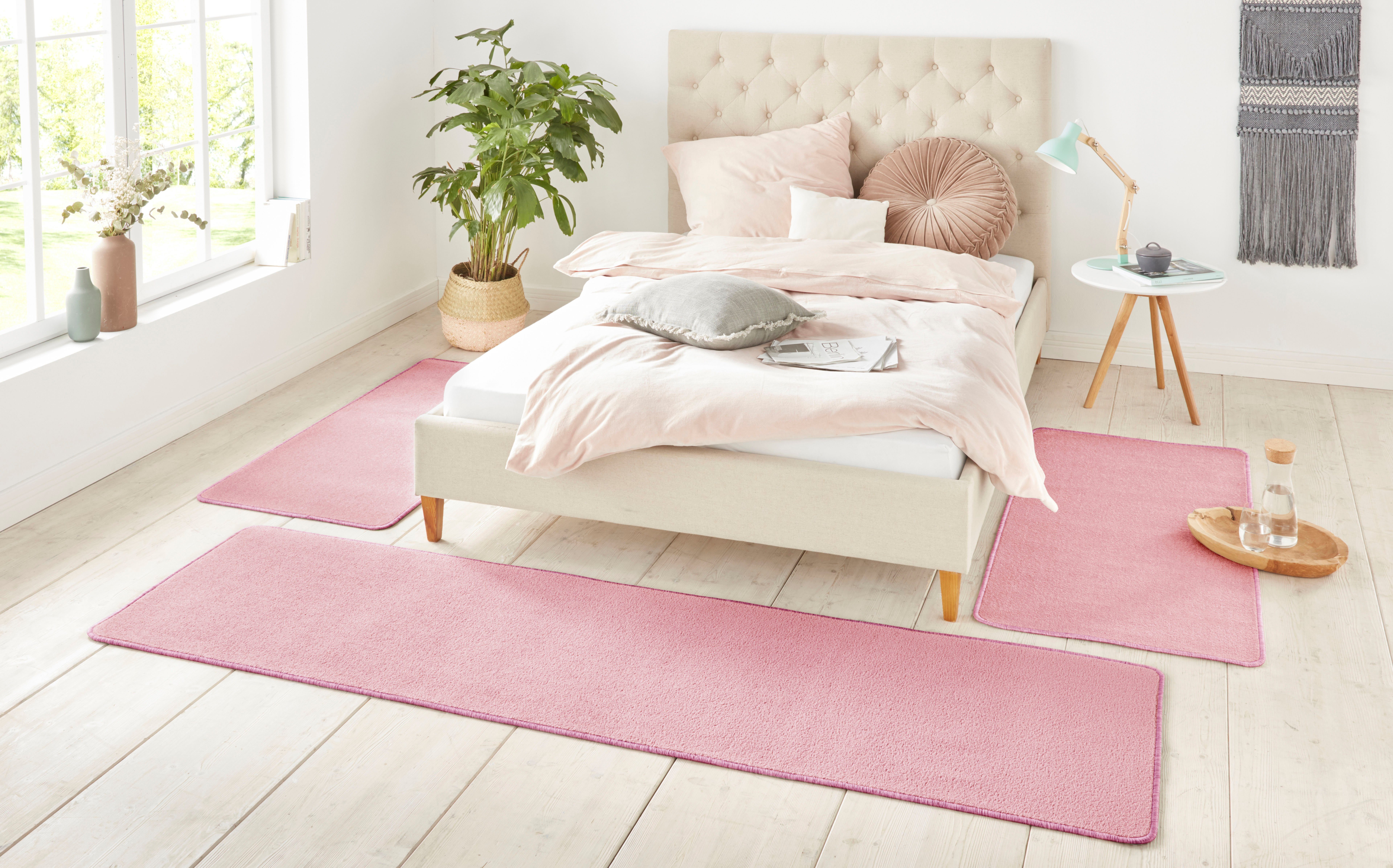 HANSE Home Set slaapkamerkleedjes Shashi Korte pool, unikleur, vloerkleed, bedloper, slaapkamerkleed, loper