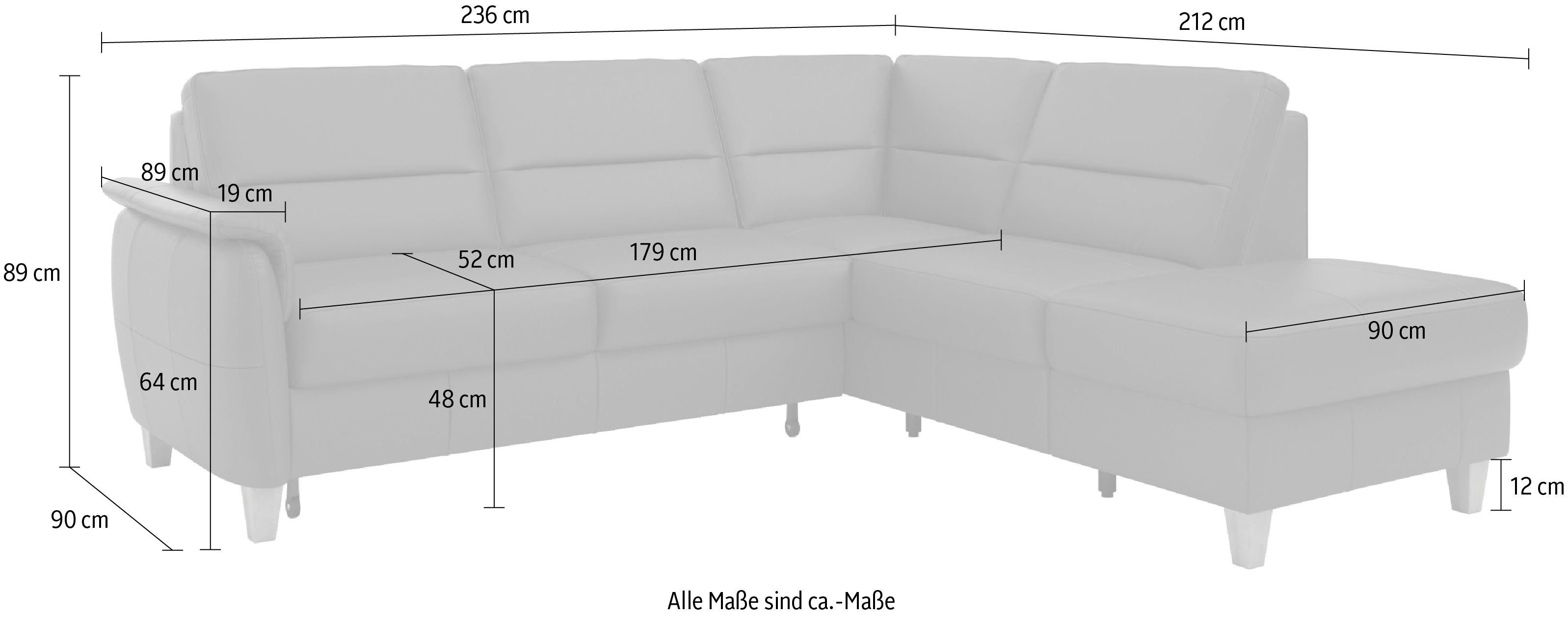 Home affaire Hoekbank Palmera L-vorm, B: 236 cm optioneel bedfunctie & bedlade, veerkern
