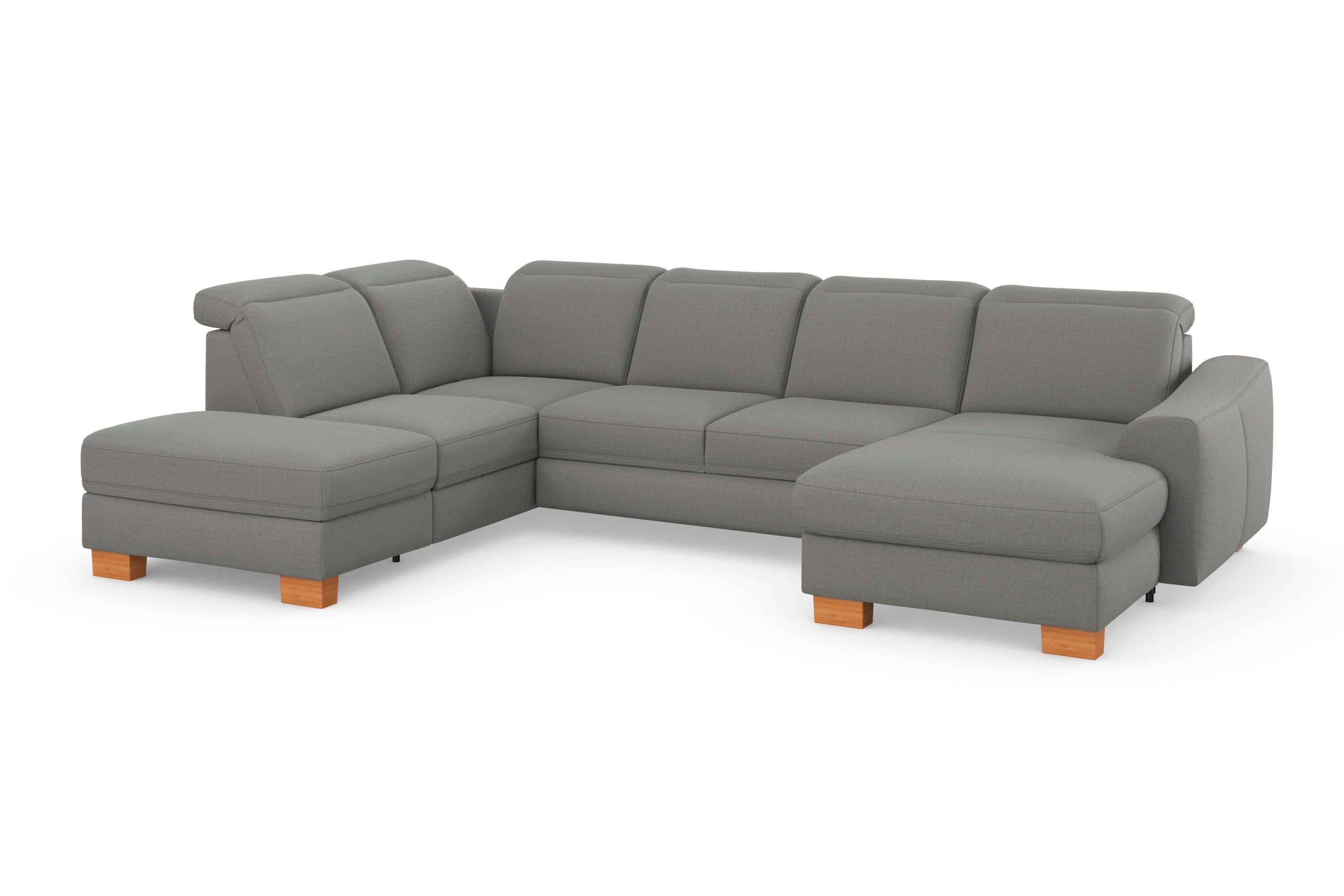 sit&more Zithoek Dundee U-vorm met binnenvering en massief houten poten, naar keuze met verstelbare hoofdsteun