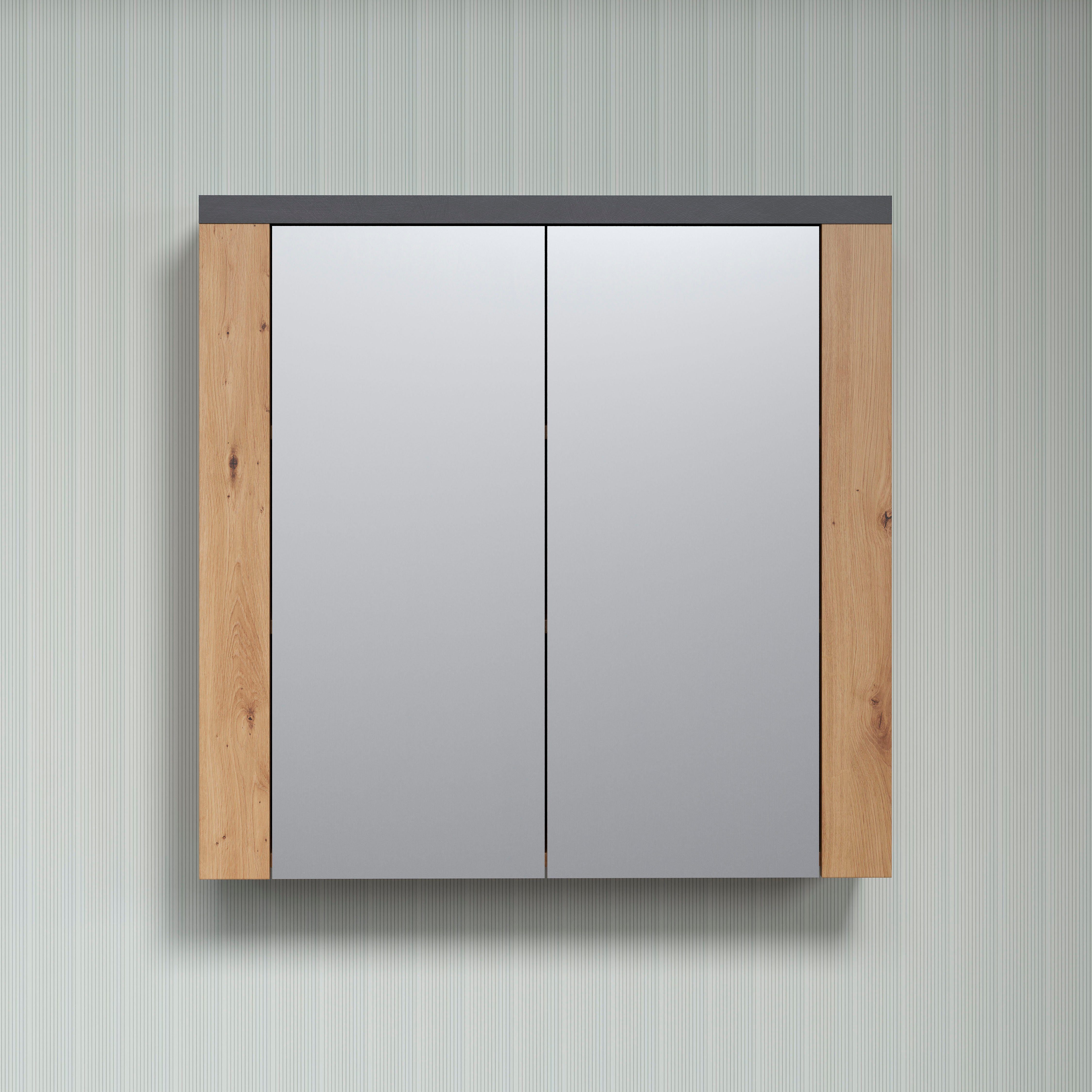 Home affaire Spiegelkast Ambres Badspiegel in matte echt houtlook - afmetingen (B/D/H) 79/20/78 cm
