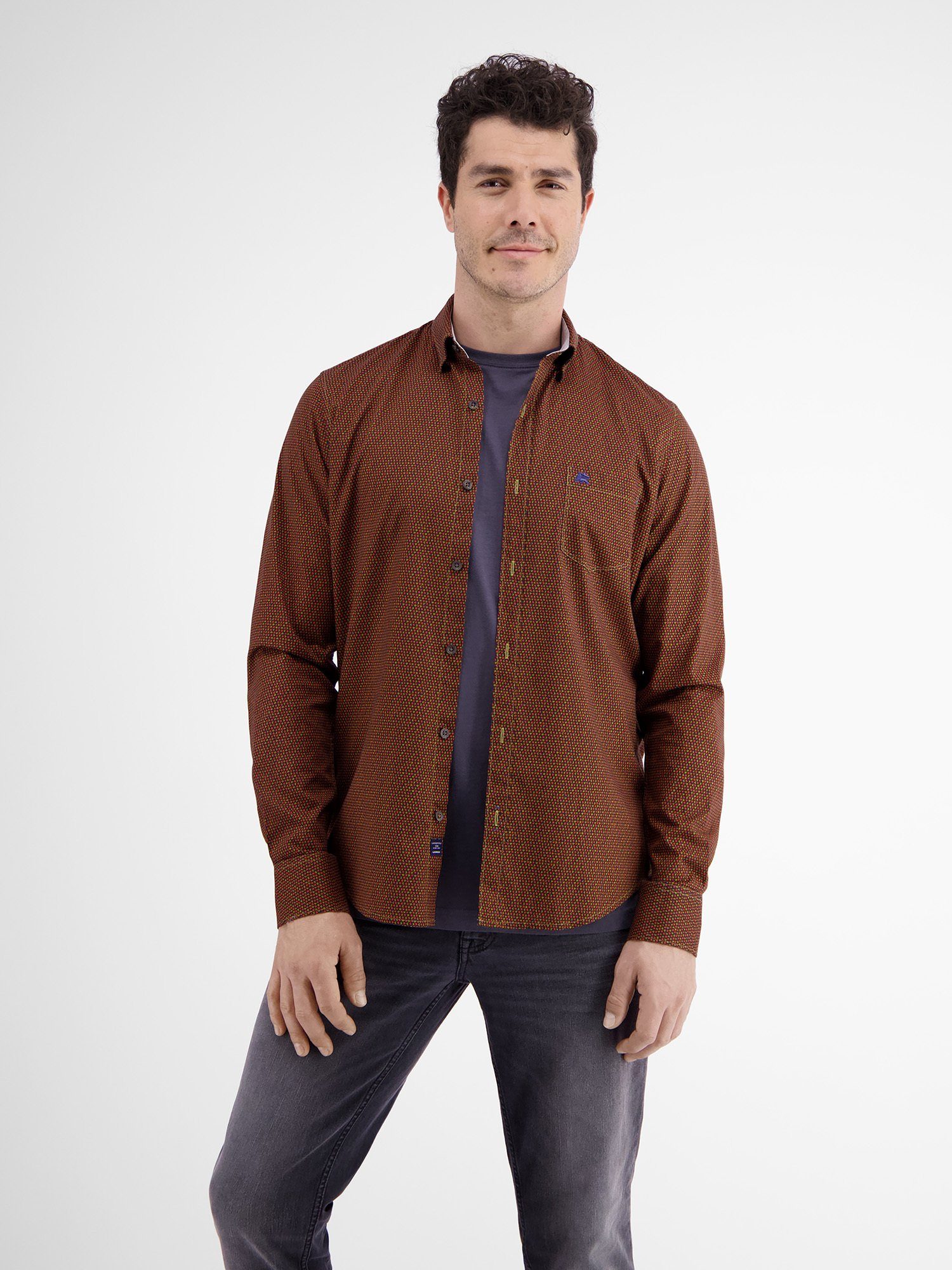 Lerros Overhemd met lange mouwen LERROS poplin overhemd met visgraatpatroon