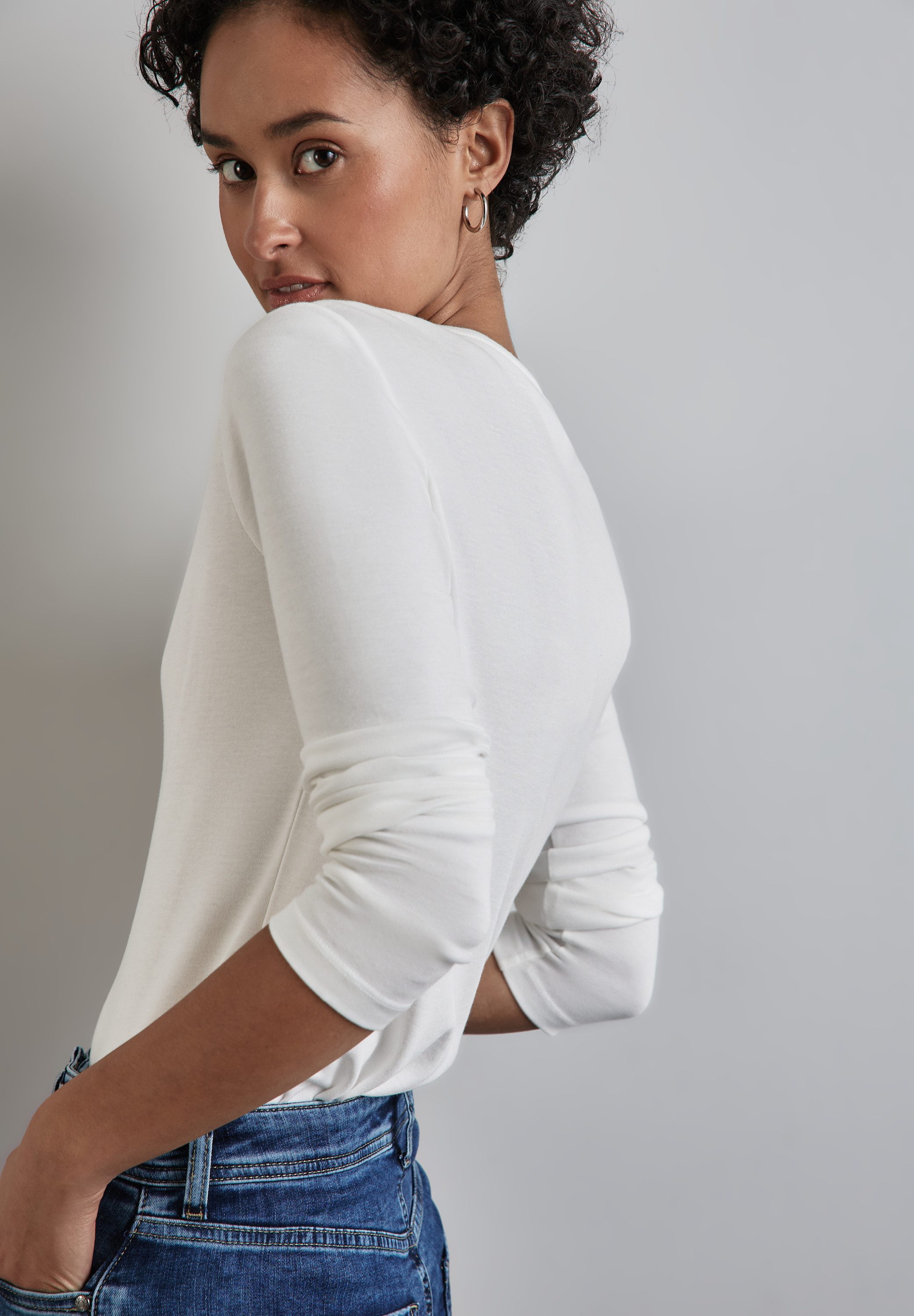 STREET ONE Shirt met lange mouwen met boord