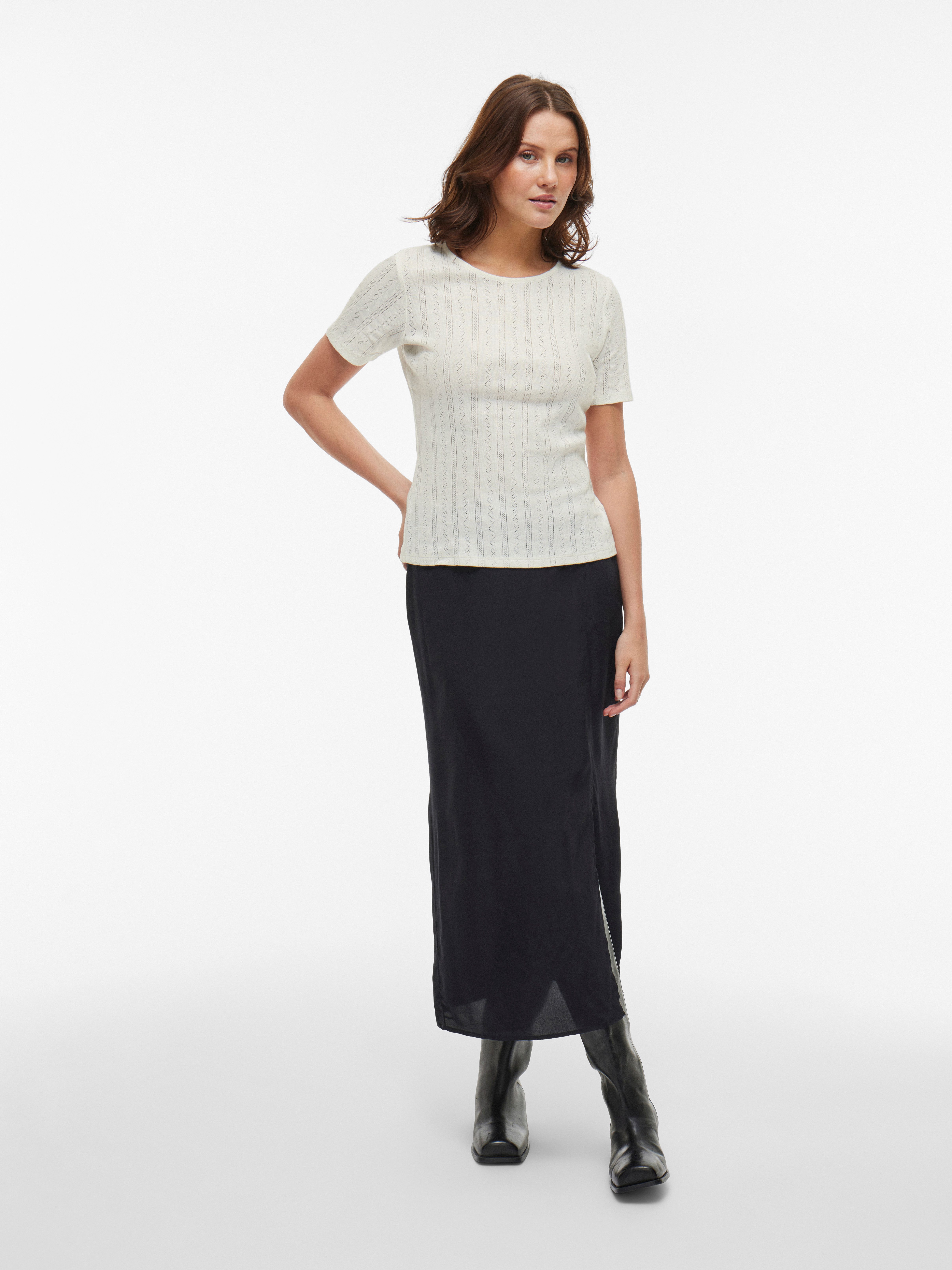 Vila Shirt met korte mouwen VIKASSIE S/S POINTELLE TOP - NOOS