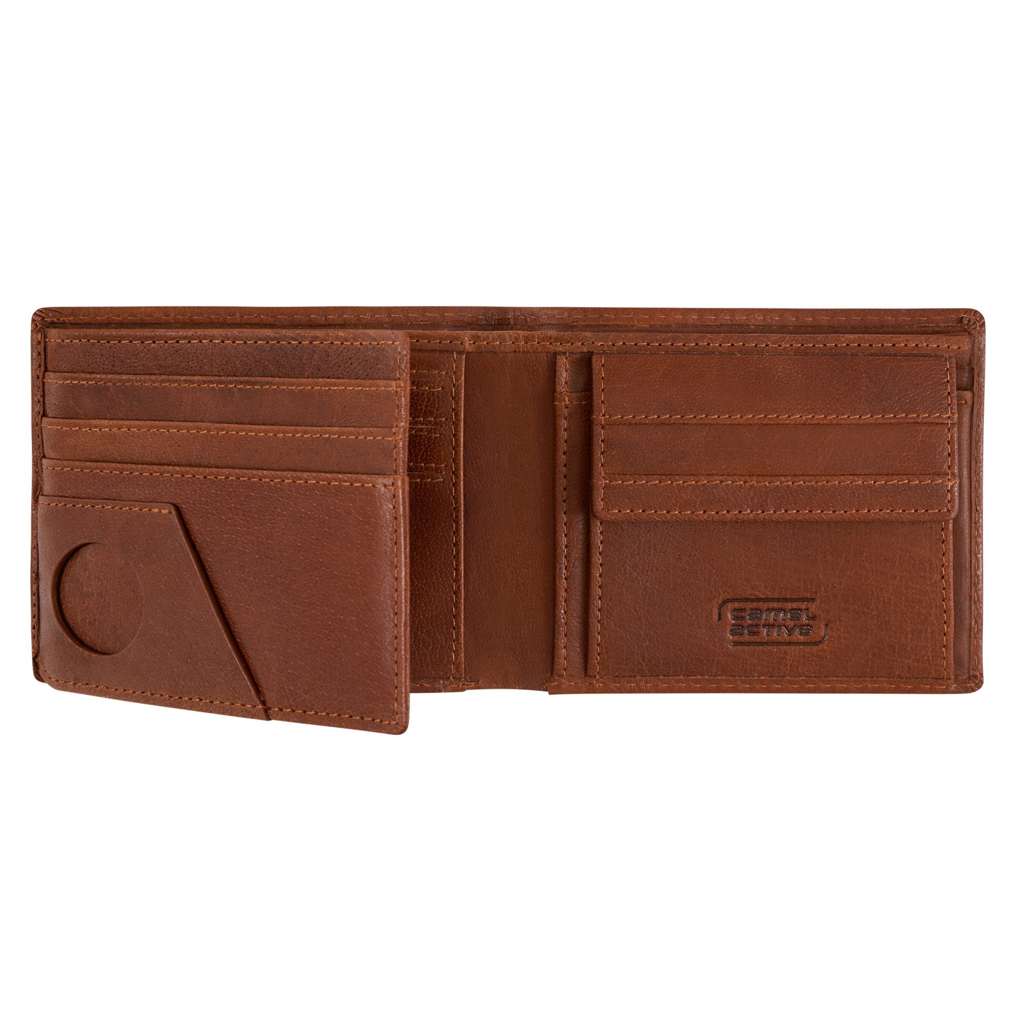 camel active Portemonnee Field van fijn nerfleer met rfid-bescherming en tracking tag vak