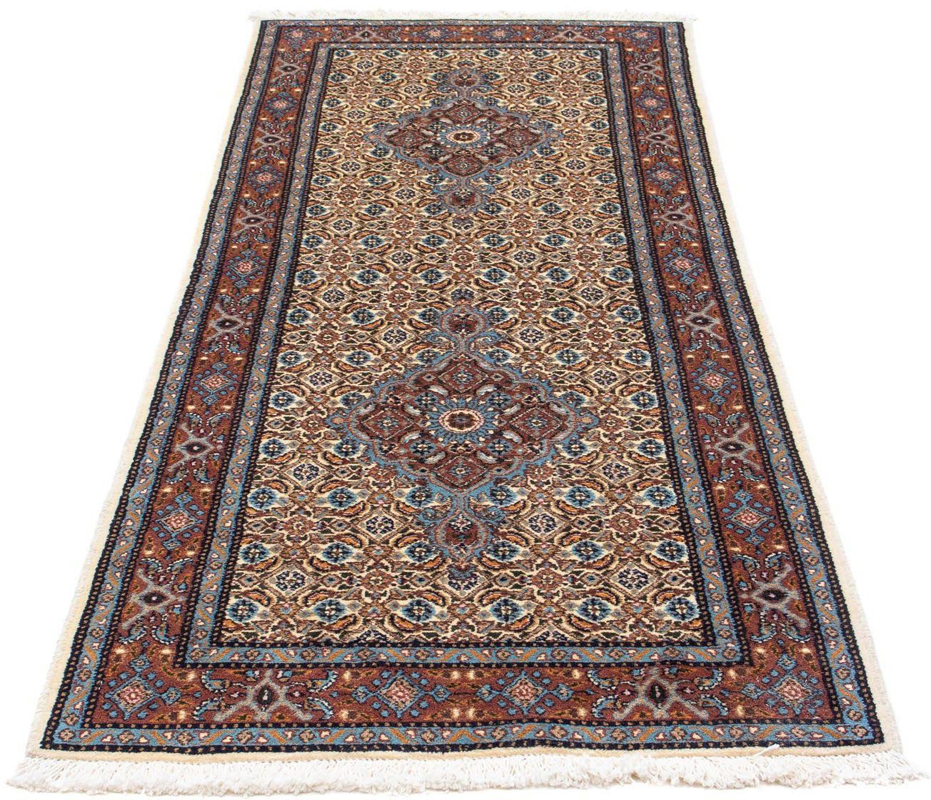 morgenland Hoogpolige loper Moud medaillon blu scuro 195 x 77 cm Handgeknoopt