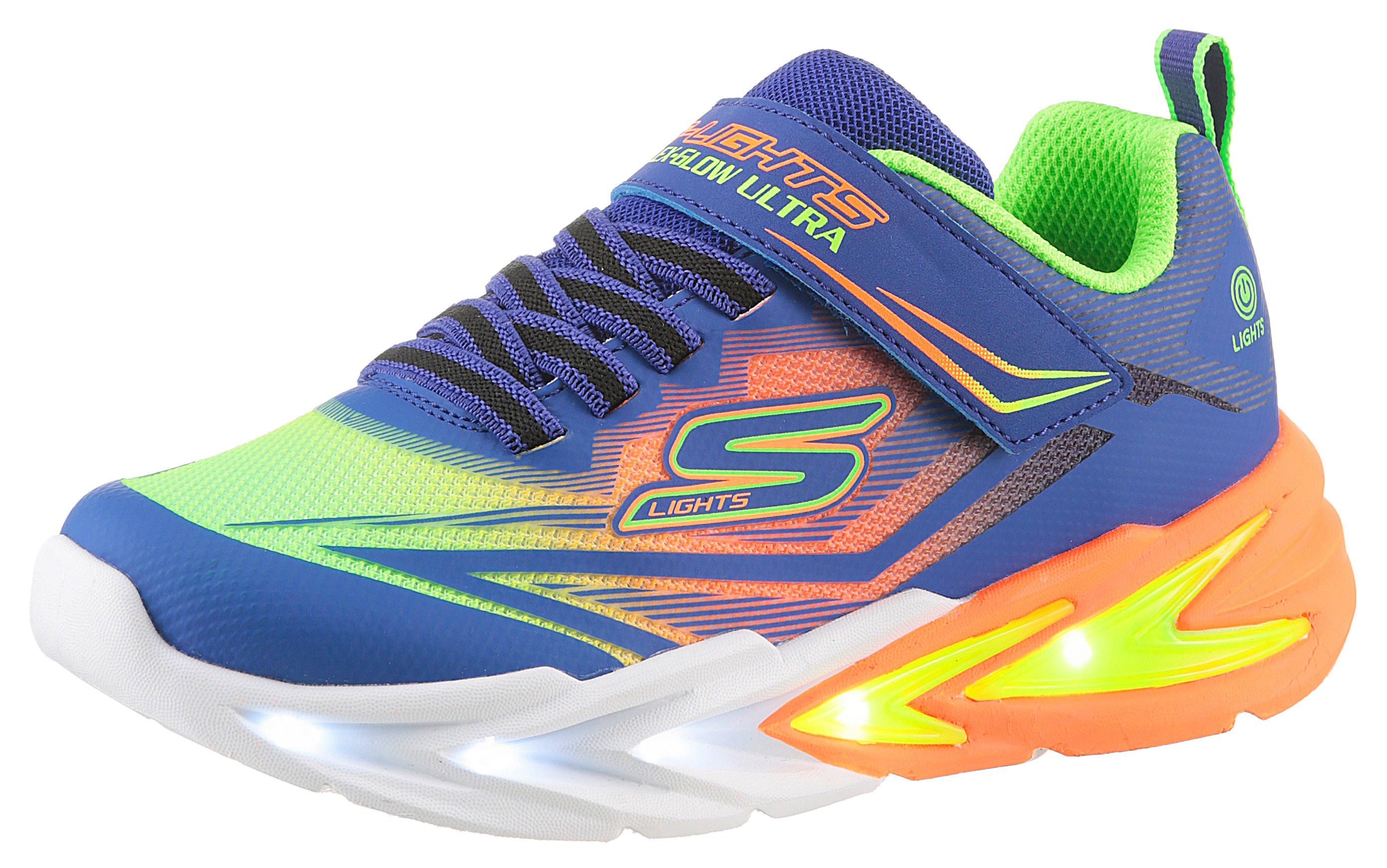 Skechers Kids Sneakers FLEX-GLOW ULTRA , blink-klittenbandschoen om in te glijden, neon, maat sjabloon om te downloaden