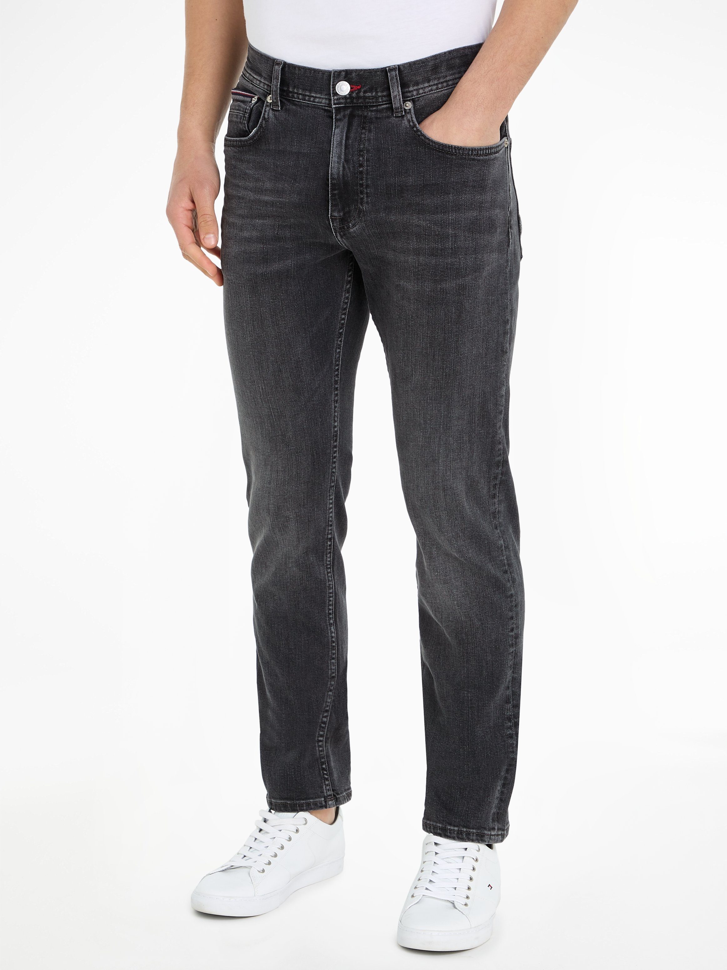 tommy hilfiger 5-pocket jeans straight denton str salton blk zwart