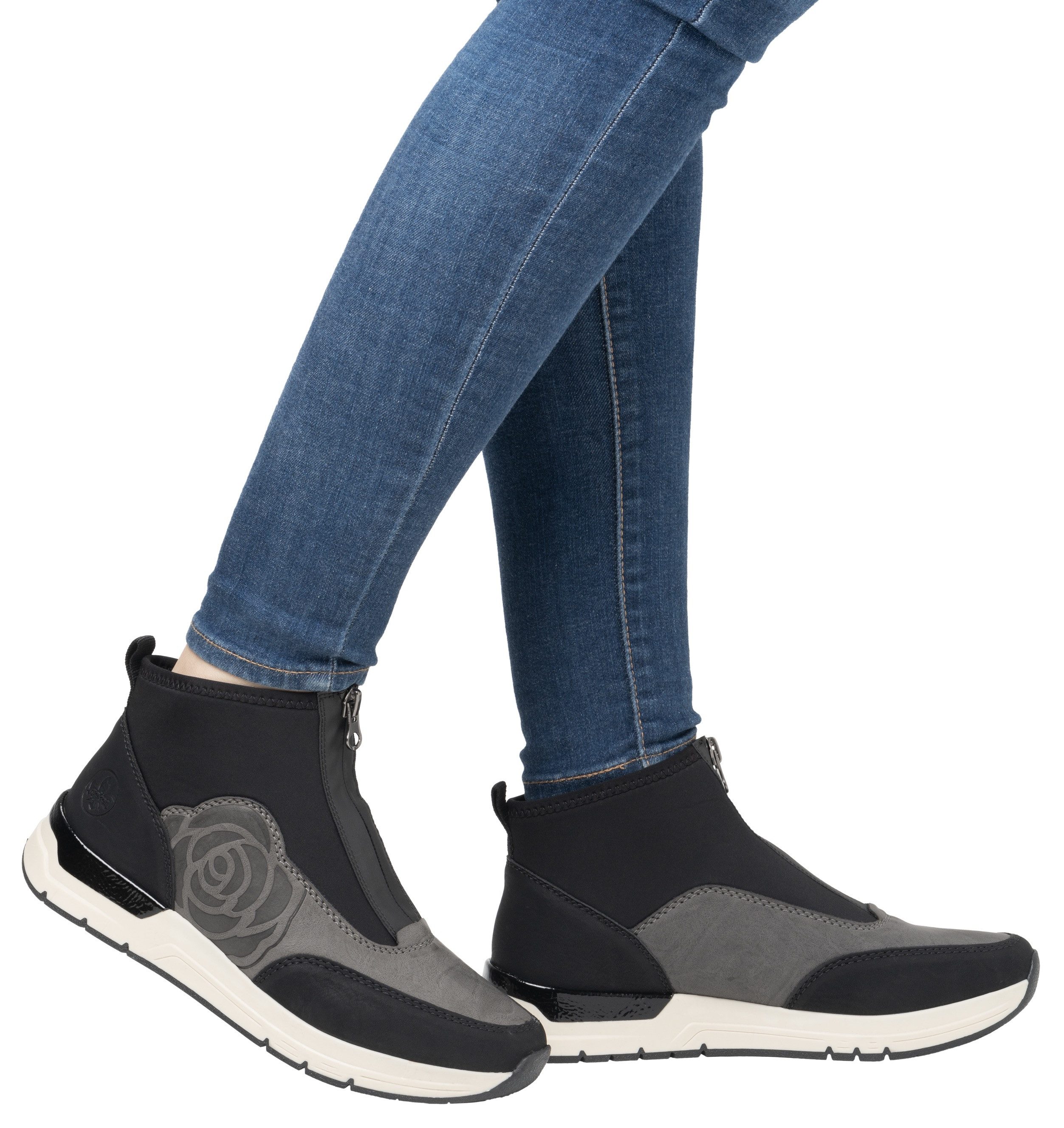 Rieker Slip-on sneakers instaplaarzen, enkellaars, high top sneaker in vegan uitvoering