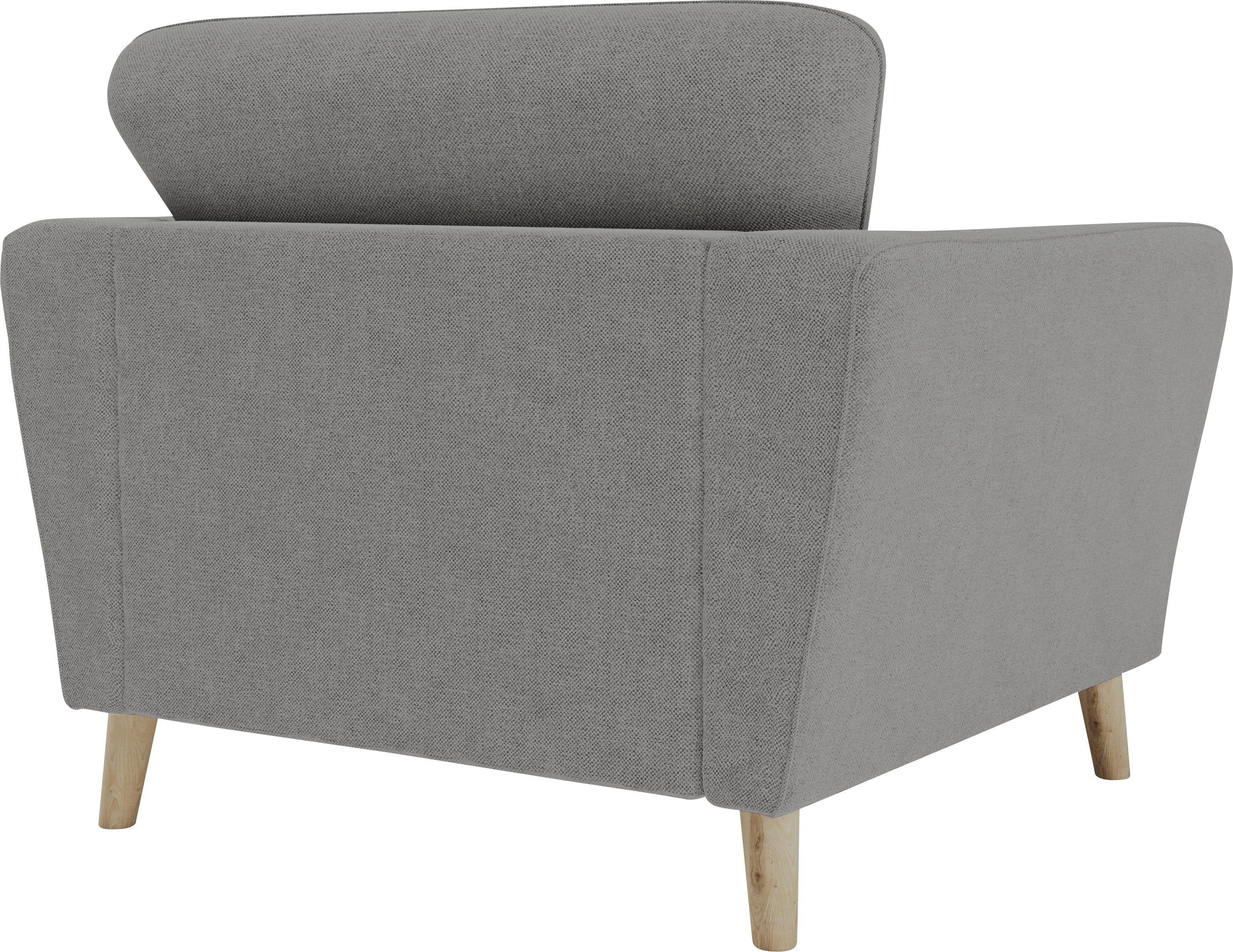 Home affaire Fauteuil Marseille Massief houten poten eiken, landhuisstijl, golfvering
