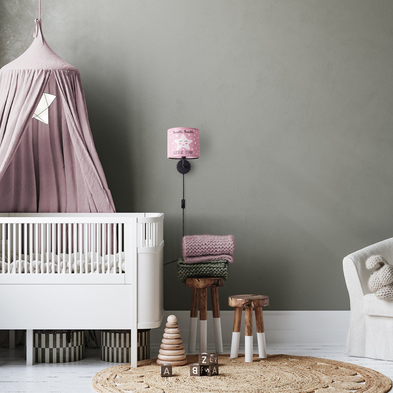 Paco Home Wandlamp Aleyna 105 Kinderlamp babykamer kinderkamer âˆ…18cm sterren kabel 3m E14