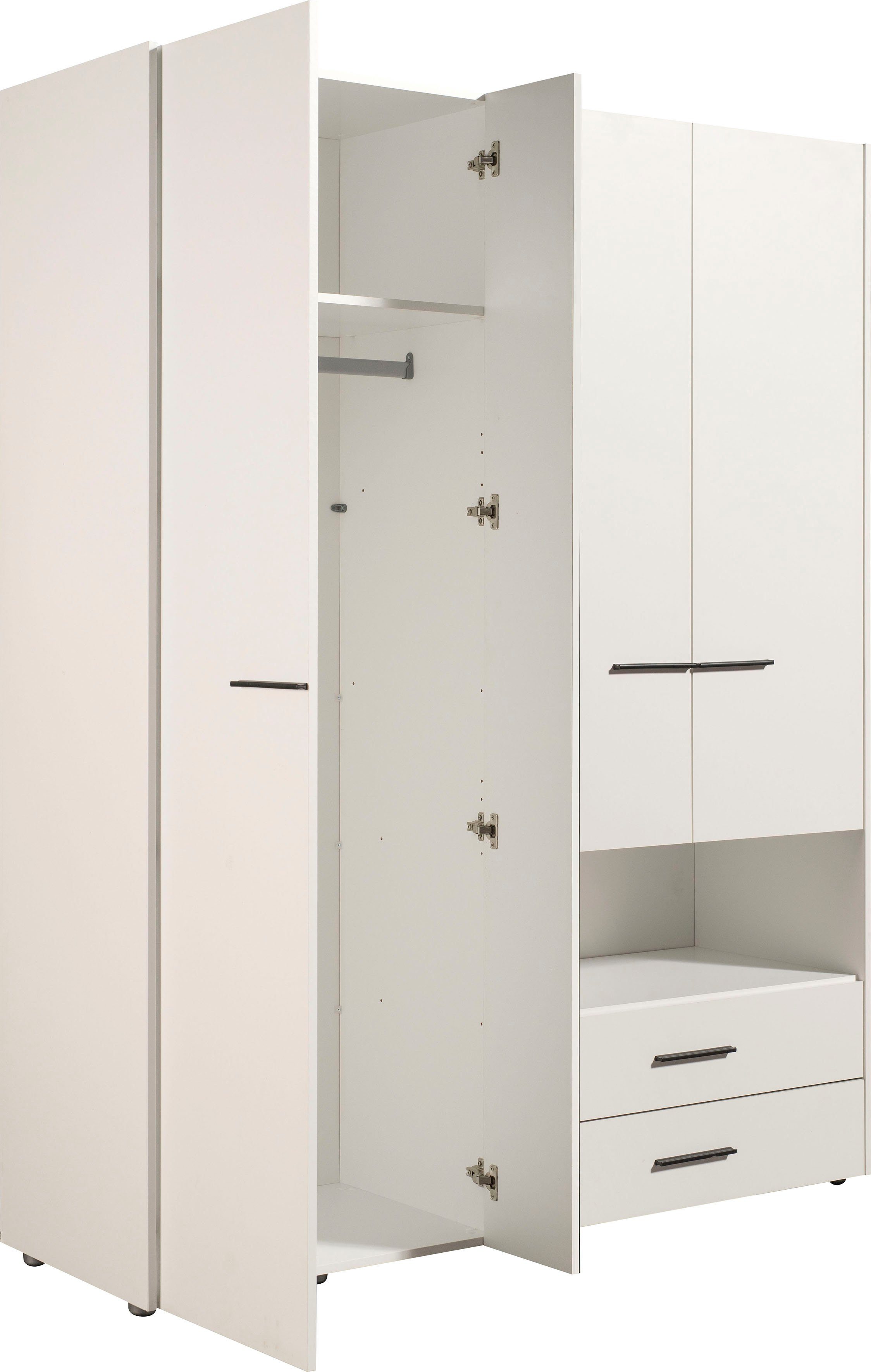 INOSIGN Kledingkast Leon, FSC®-gecertificeerd houtmateriaal met spiegel, binneninrichting en 2 lades, 127,5x55x205,5 cm
