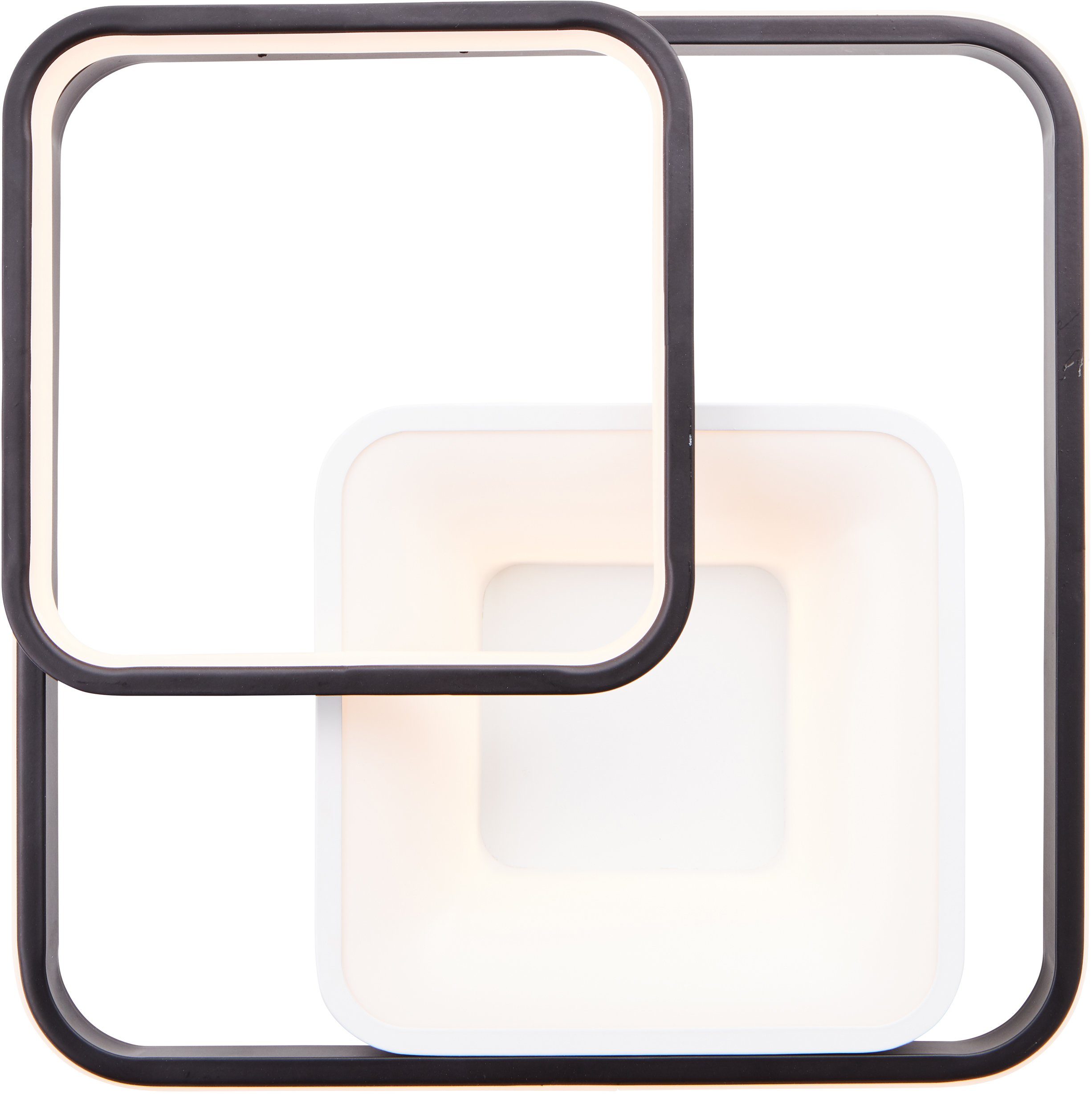 Brilliant Leuchten Led-plafondlamp Cava 40x40 cm, dimbaar, cct, 5000 lm, afstandsbediening, metaal, wit/zwart (1 stuk)
