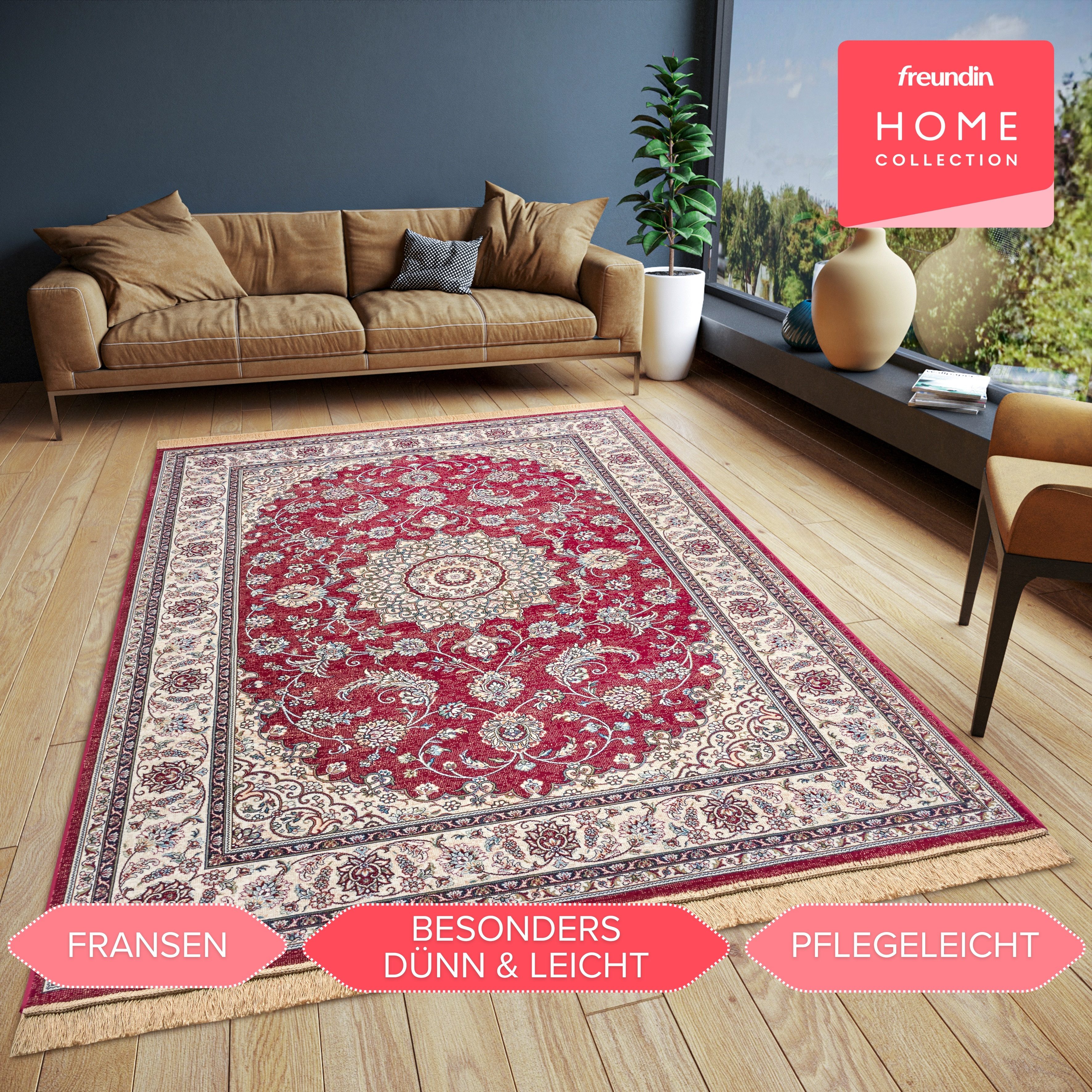 freundin Home Collection Vloerkleed Almas Oriënt-ontwerp, vintage-look, franjes, onderhoudsvriendelijk, slijtvast