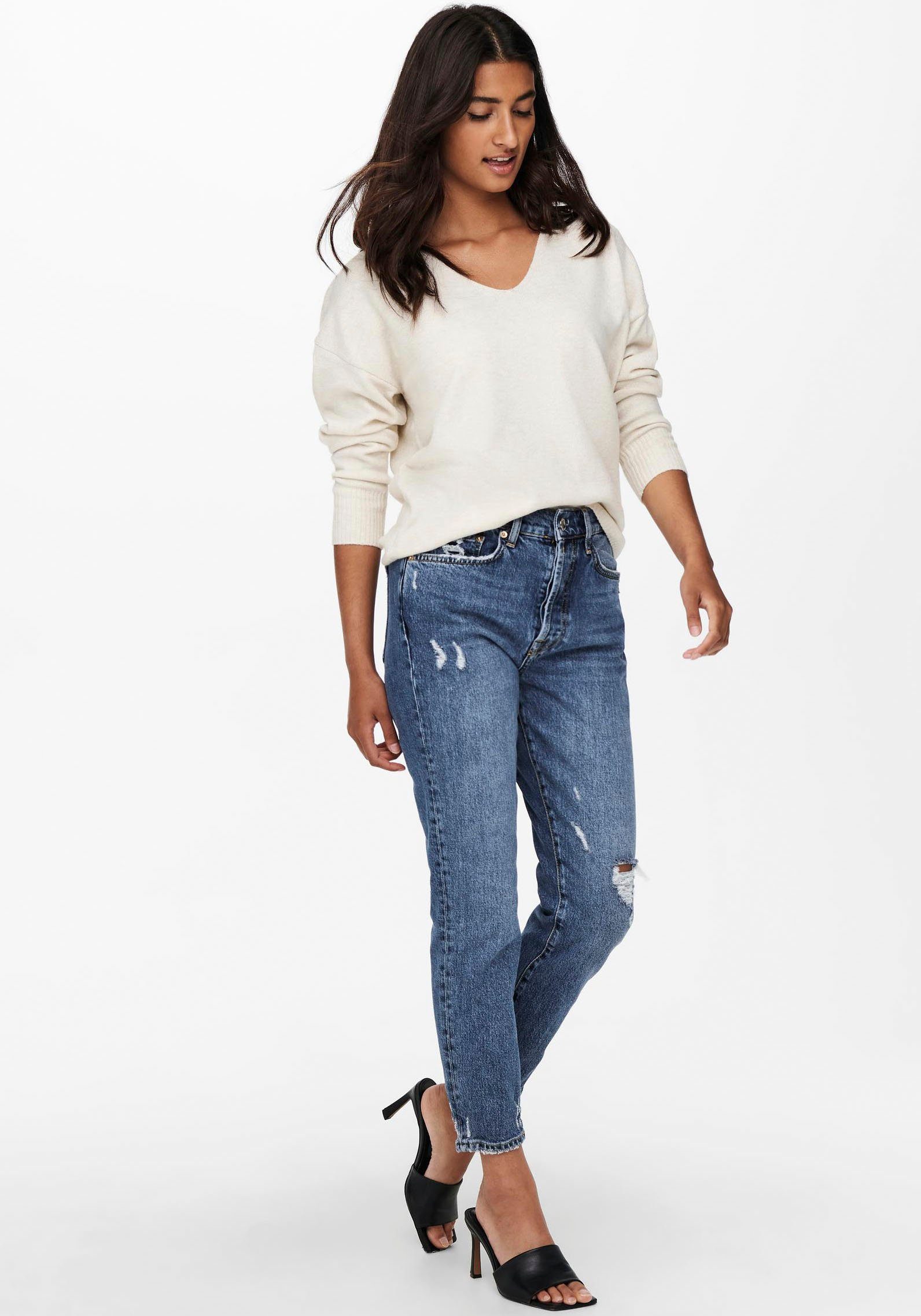 Only Trui met V-hals ONLRICA LIFE L/S V-NECK PULLO KNT NOOS