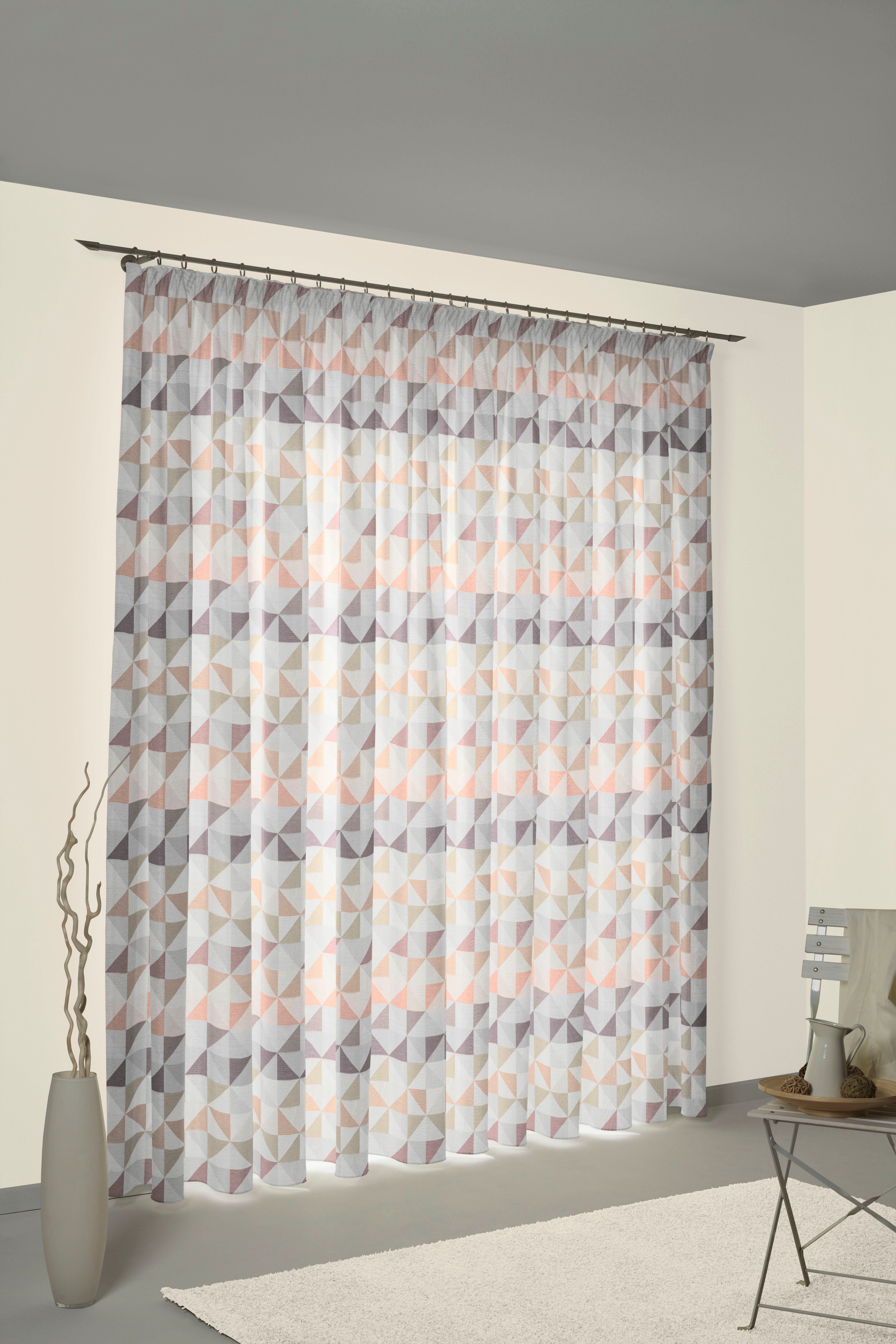 Wirth Gordijn BERLARE (1 stuk) kant & klaar gordijnen maat 132 cm x 175 cm roze