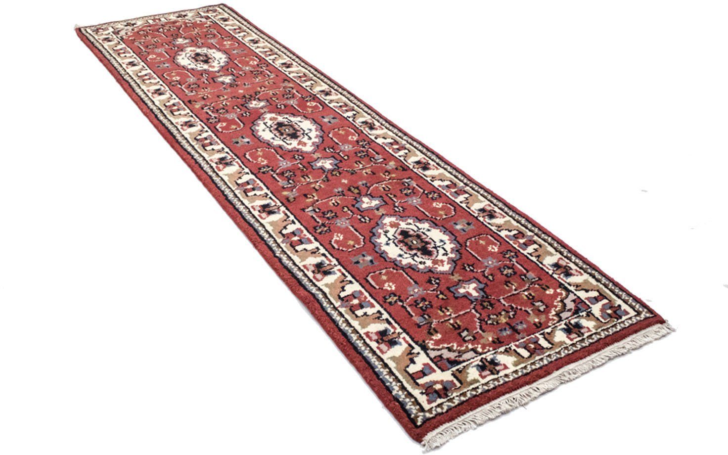 morgenland Wollen kleed Keshan vloerkleed Shams wollen vloerkleden maat 80 cm x 300 cm x 8 mm rood