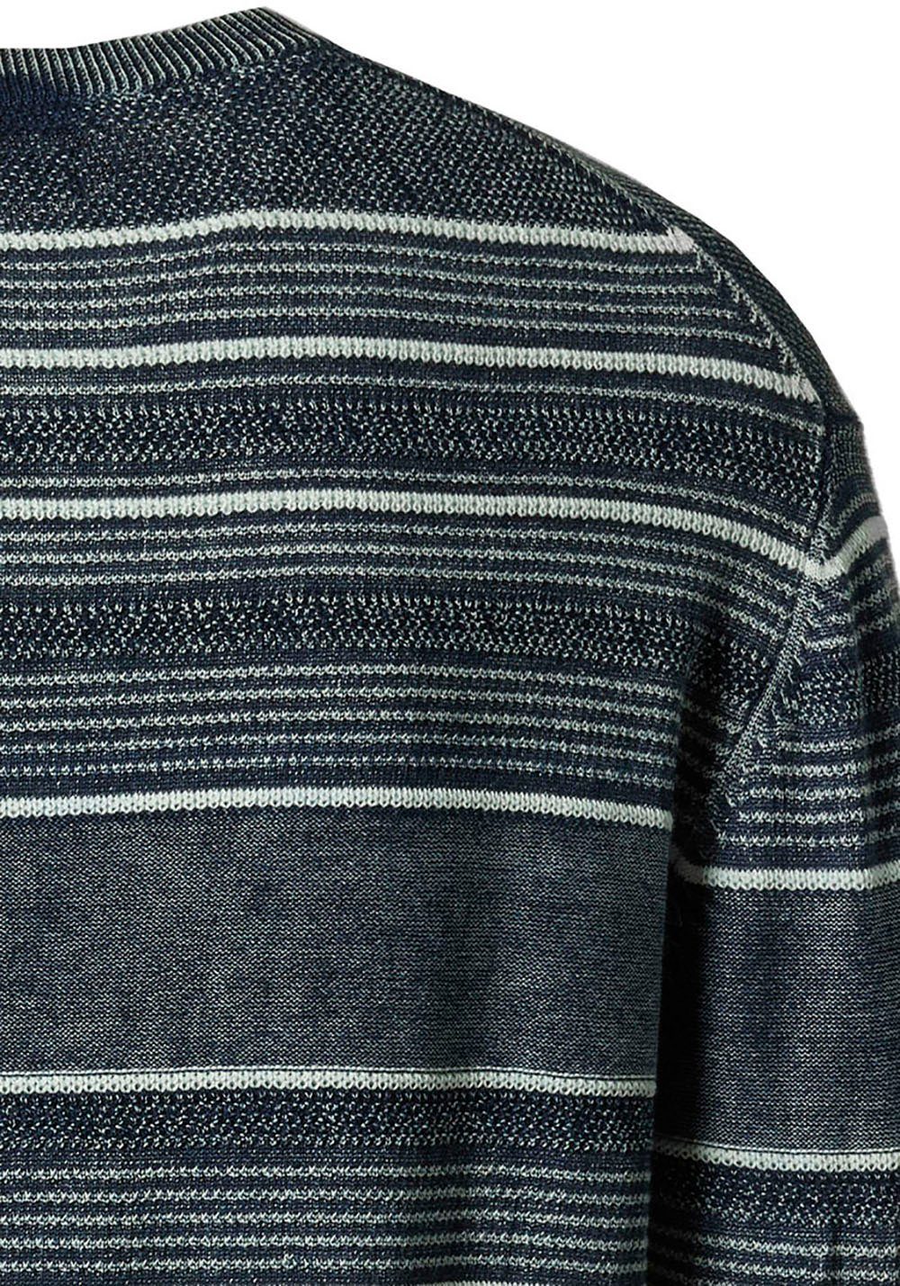 Pioneer Authentic Jeans Trui met ronde hals in gemêleerde streeplook