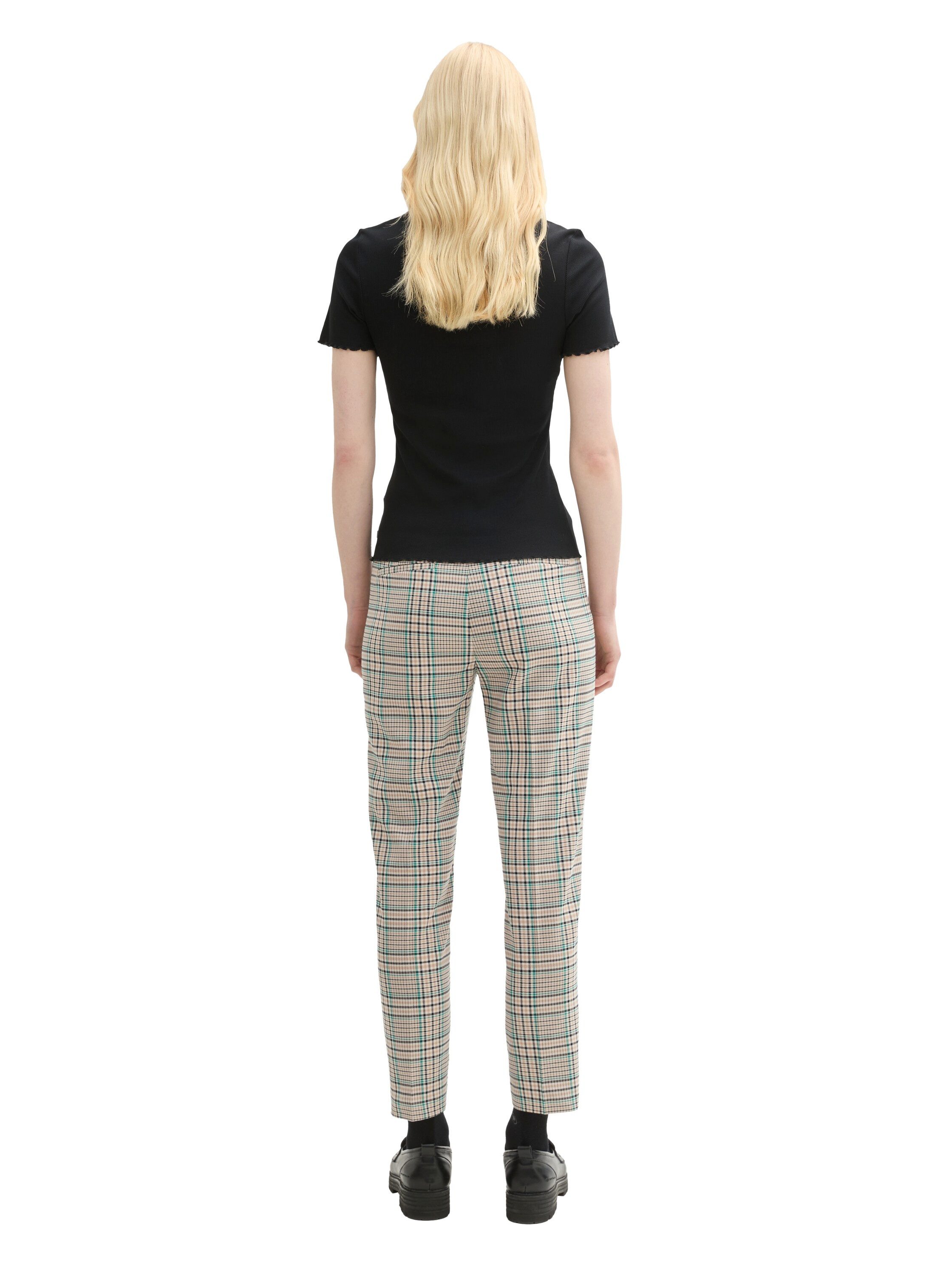 Tom Tailor Denim Geweven broek geruit met viscose
