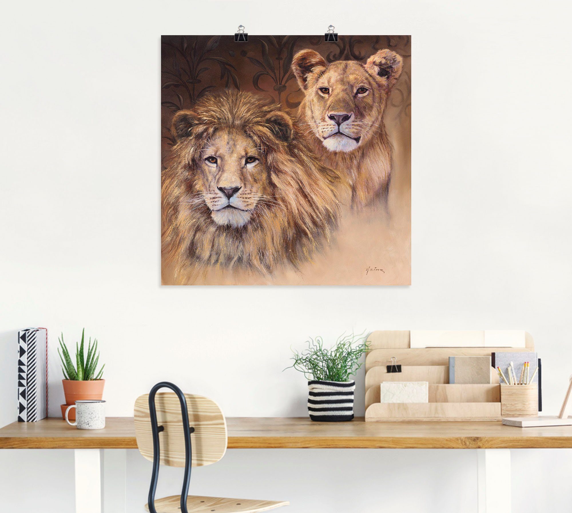 Artland Artprint Leeuwen als artprint van aluminium, artprint voor buiten, artprint op linnen, poster, muursticker