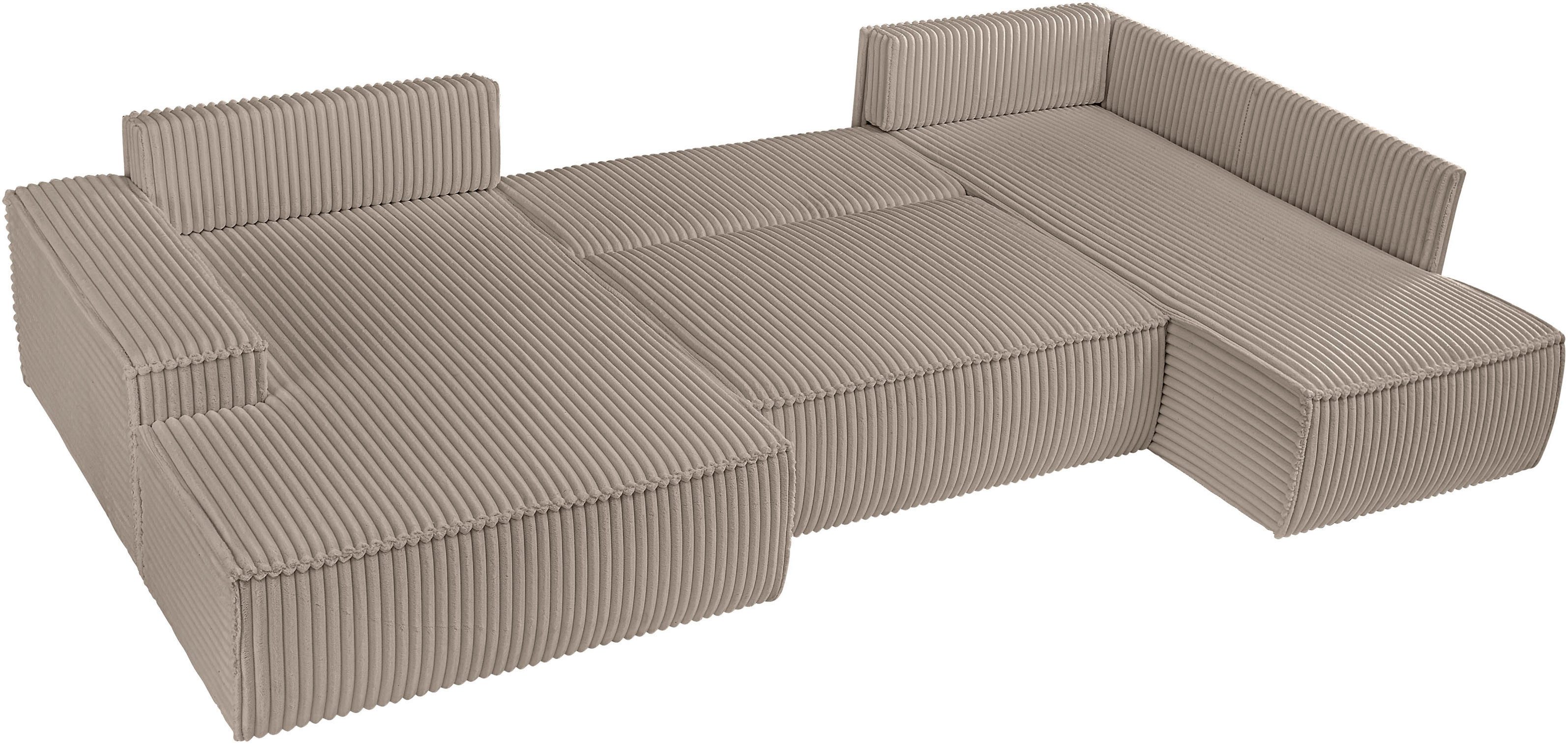 andas Zithoek FINNLEY, U-Vorm XXL 329 cm, Slaapbank, Slaapfunctie m. Bedlade