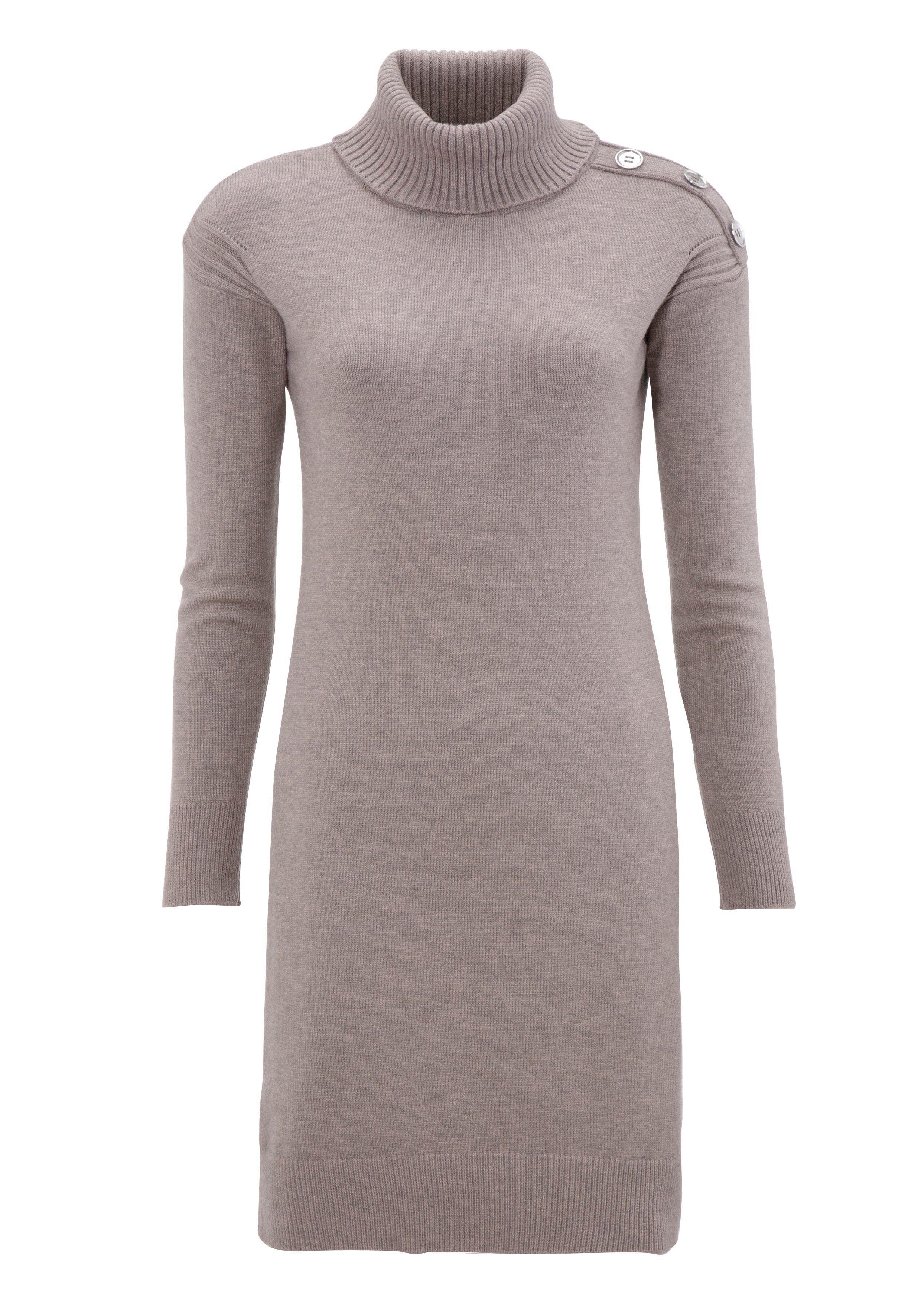 Laura Scott Gebreide jurk feminiene look, elastisch materiaal, lange mouwen, met rolkragen