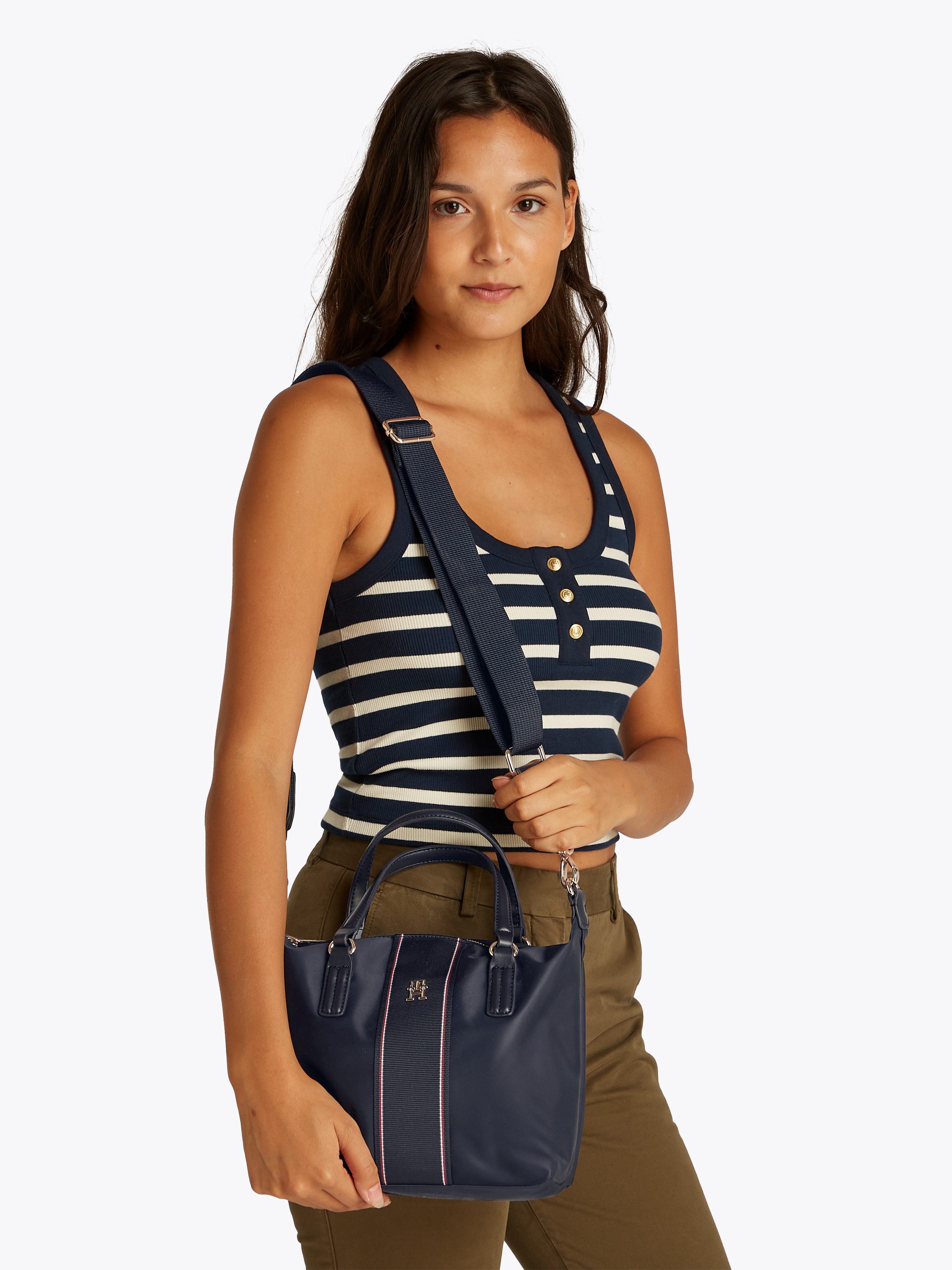 Tommy Hilfiger Draagtas POPPY SMALL TOTE CORP , dames schoudertas, handtas met kleurrijke rits