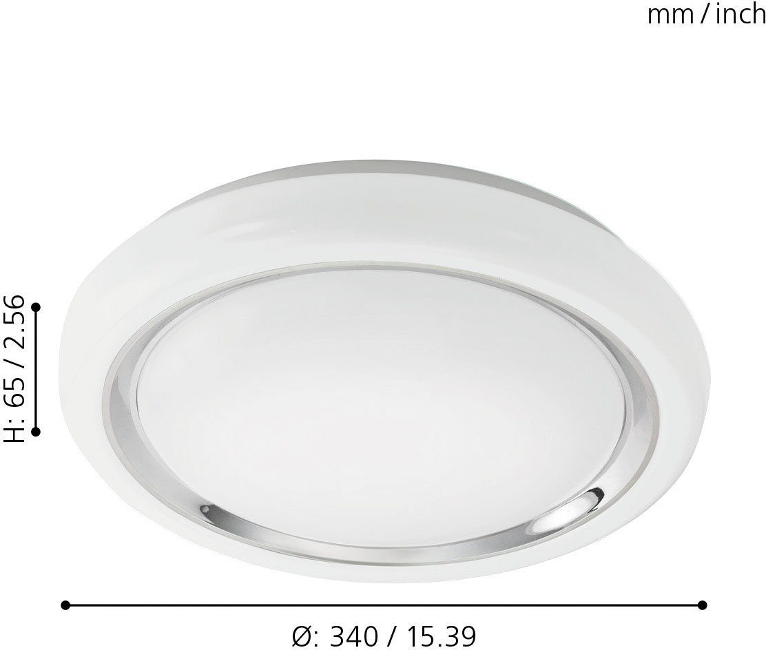 EGLO Plafondlamp CAPASSO Plafondlamp, wandlamp, chromen ring, staal, kunststof, chroom, Ø34 cm (1 stuk)