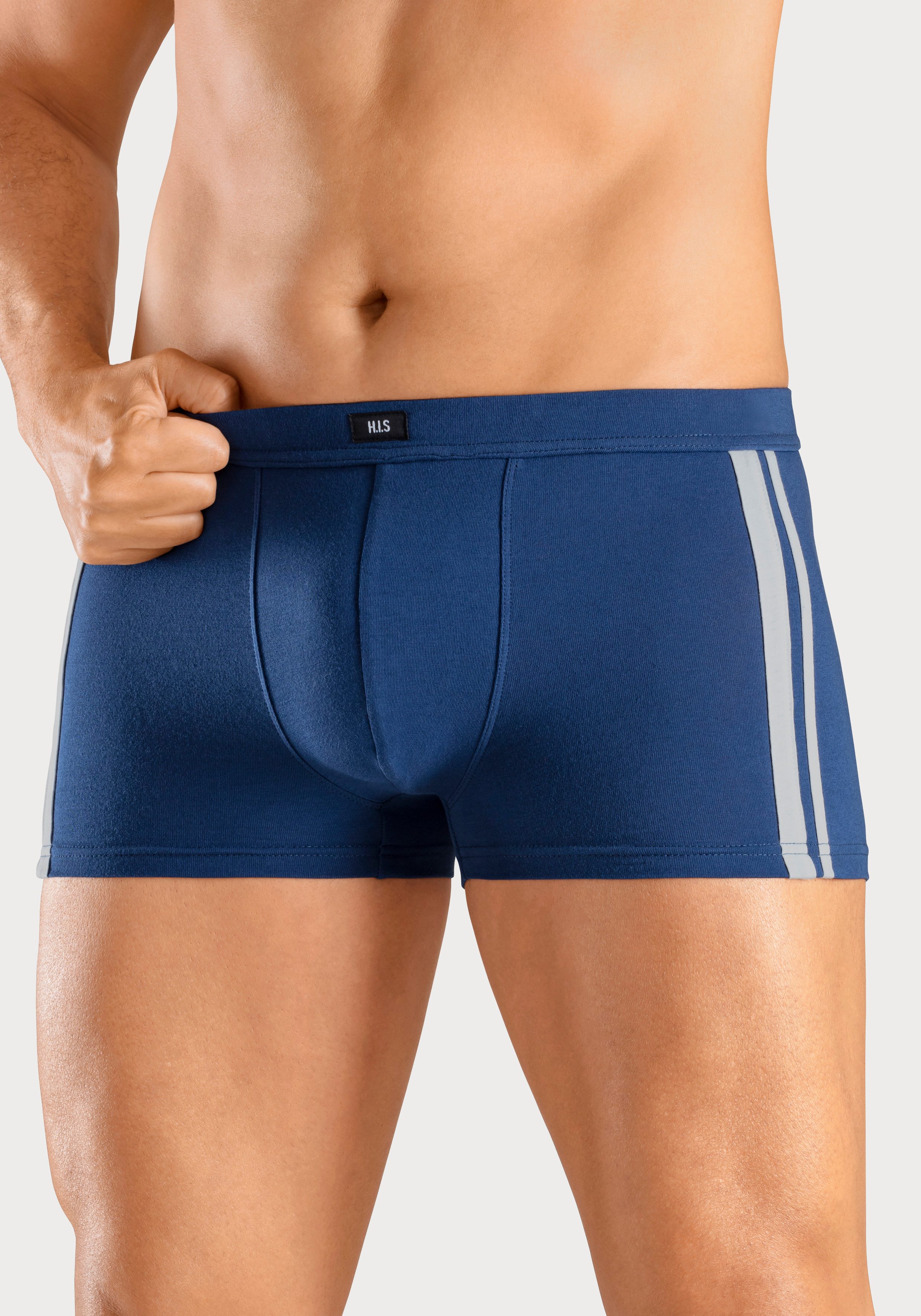 H.I.S Boxershort voor heren met contrasterende strepen aan de zijkanten (set, 4 stuks)