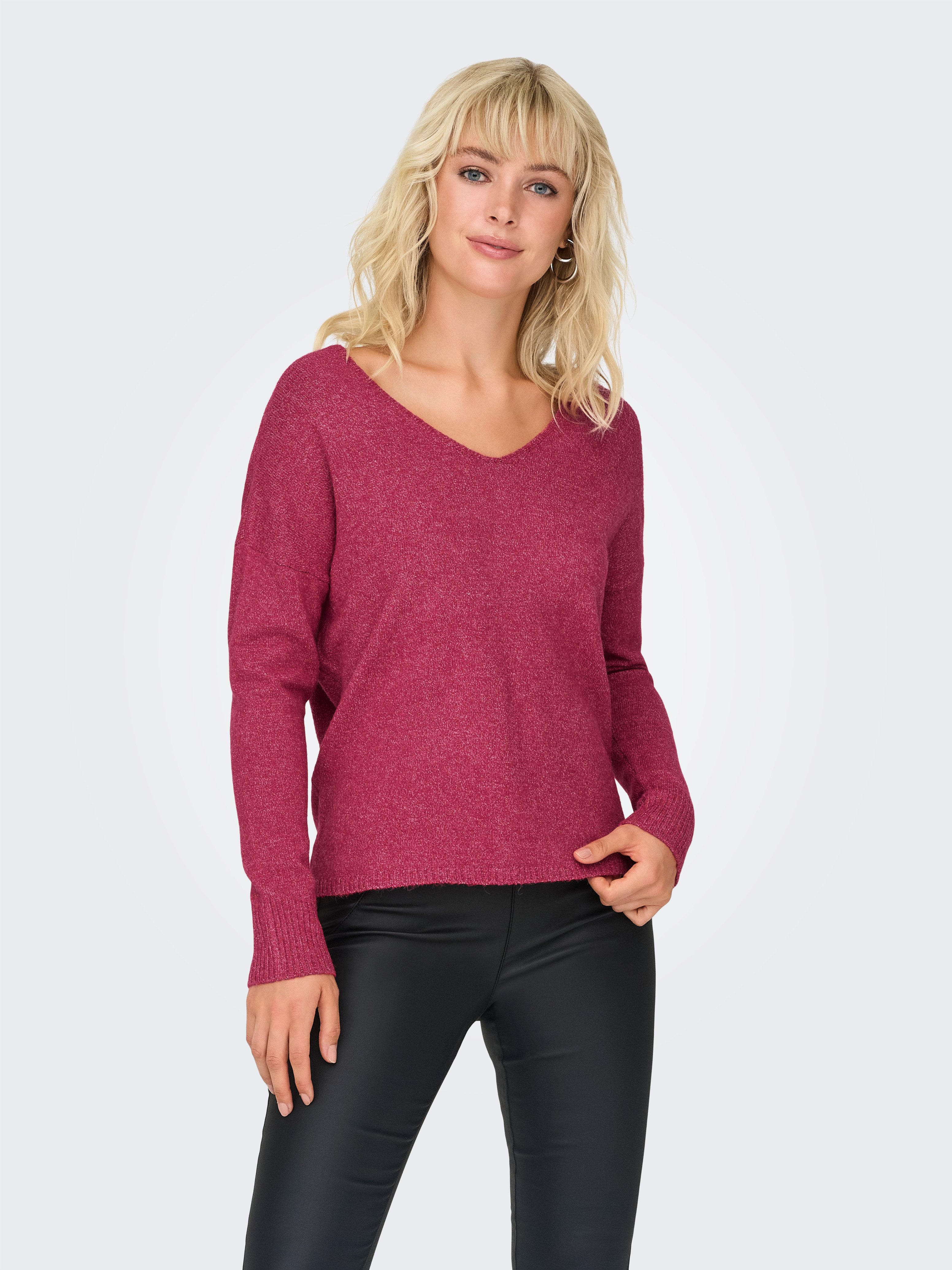 Only Trui met V-hals ONLRICA LIFE L S V-NECK PULLO KNT NOOS