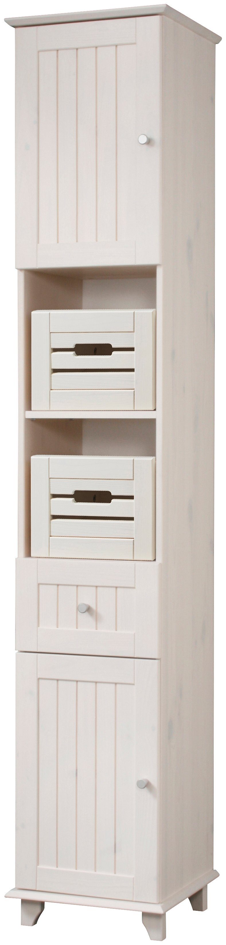 welltime Hoge kast Venezia rustiek Breedte 33 cm, van hoogwaardig hout hoge kasten wit