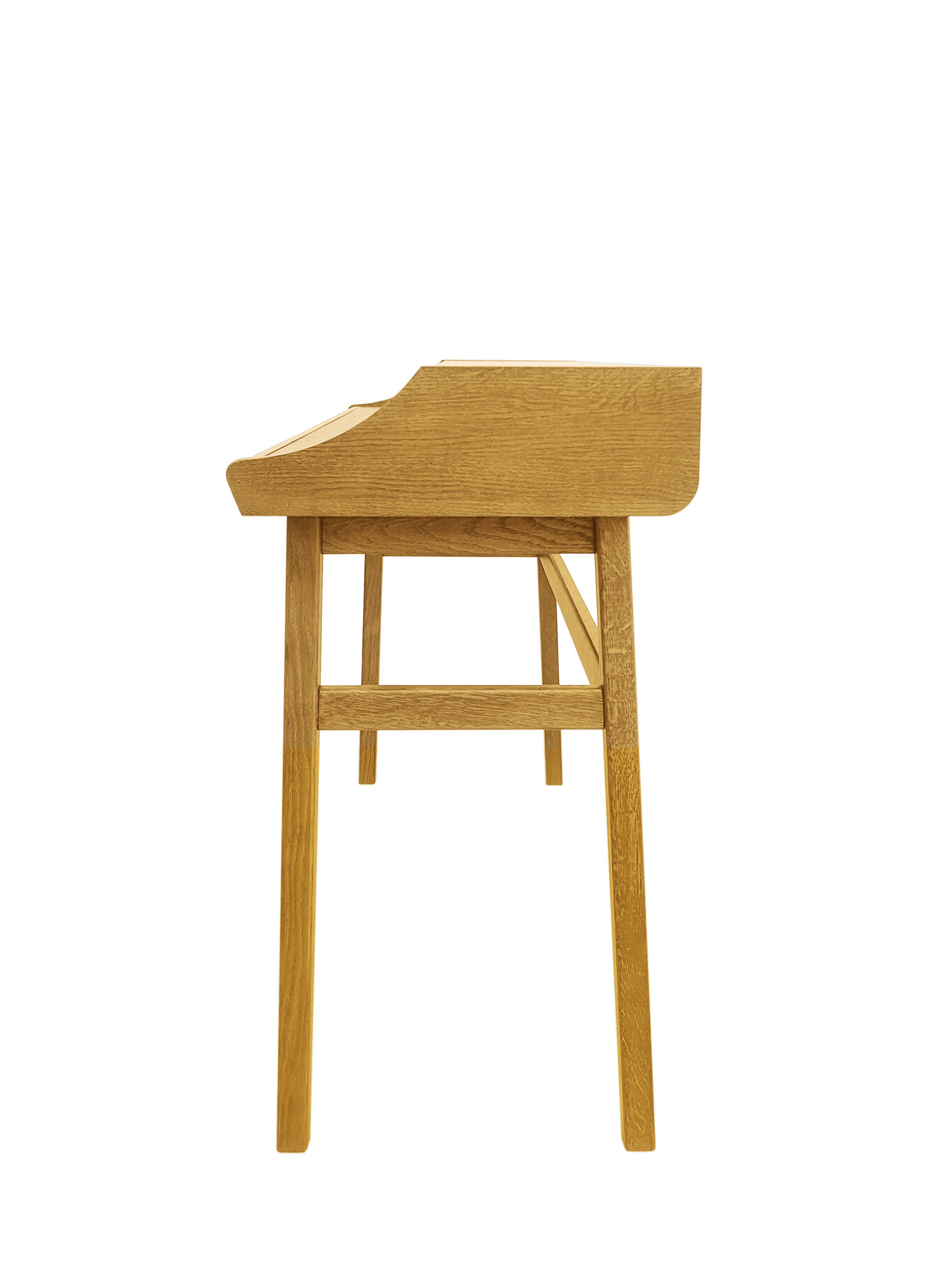 Woodman Bureau Carteret chique houtfineer van eiken, frame massief hout, breedte 115 cm