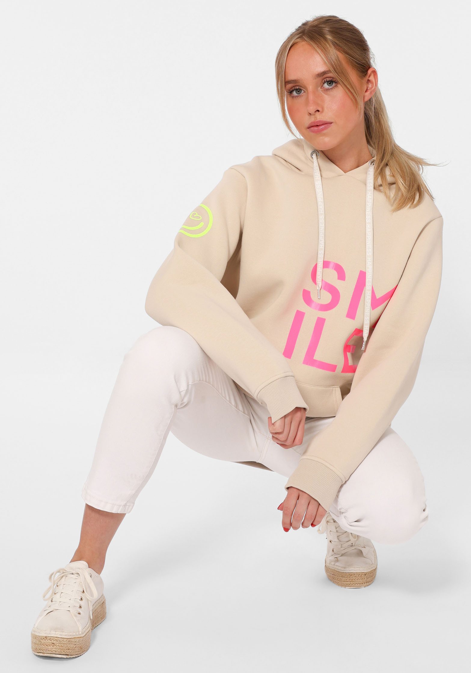 Zwillingsherz Hoodie Alissa met smile-print