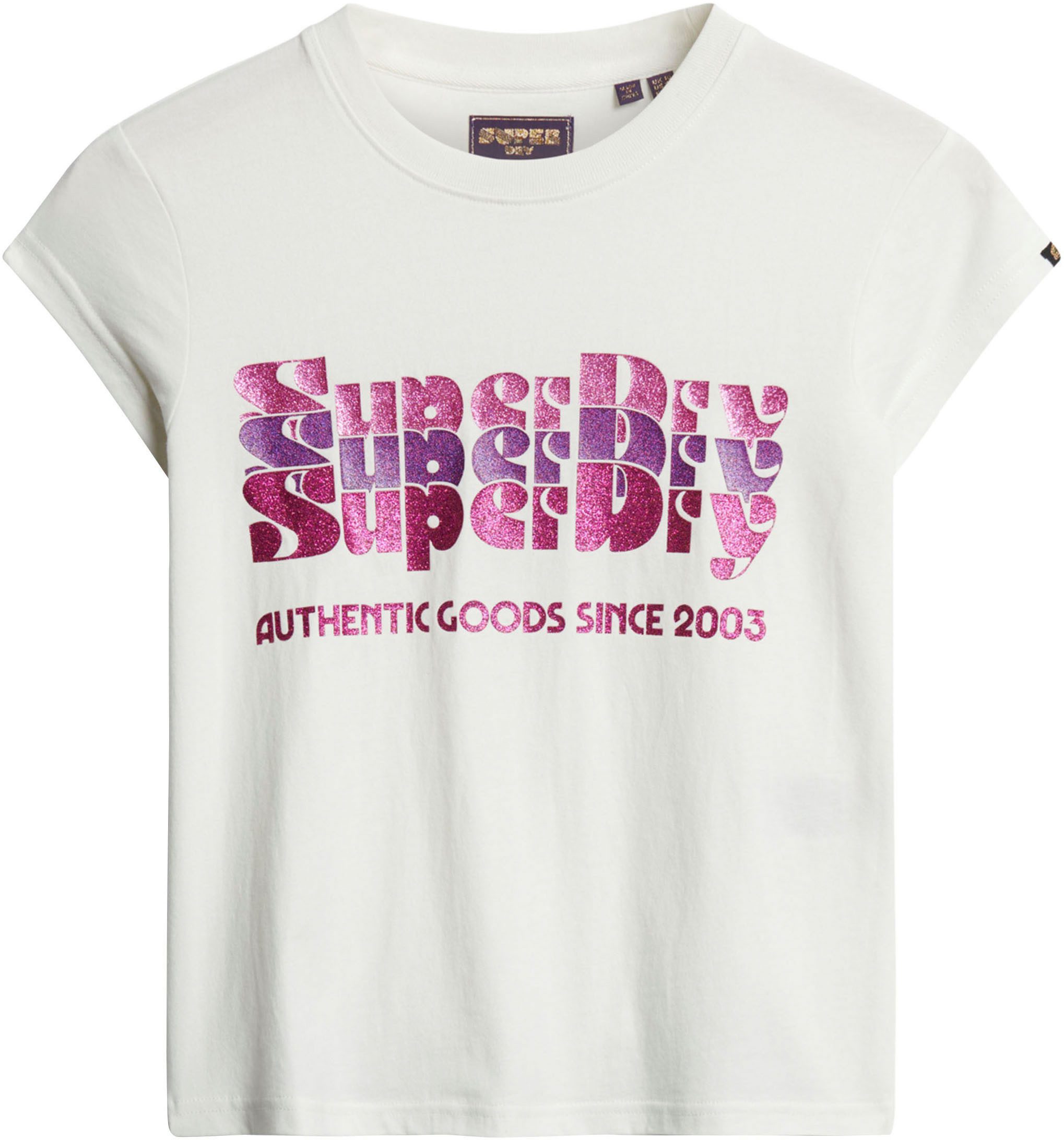 Superdry Shirt met korte mouwen RETRO GLITTER LOGO CAP SLV TEE