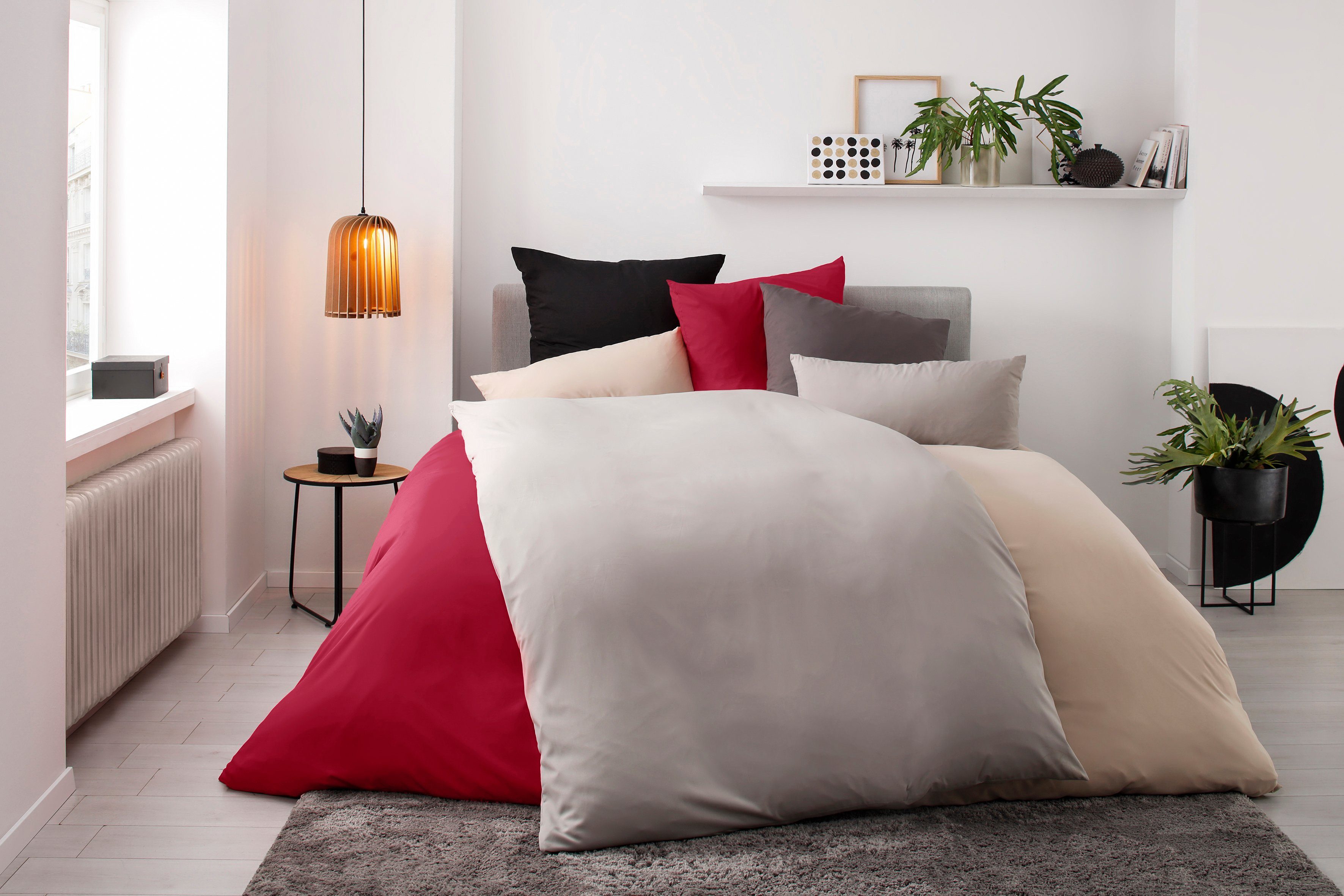 my home Overtrekset Desner Premium kwaliteit, 100 % polyester, zeer zacht, uni, vanaf 135x200 cm