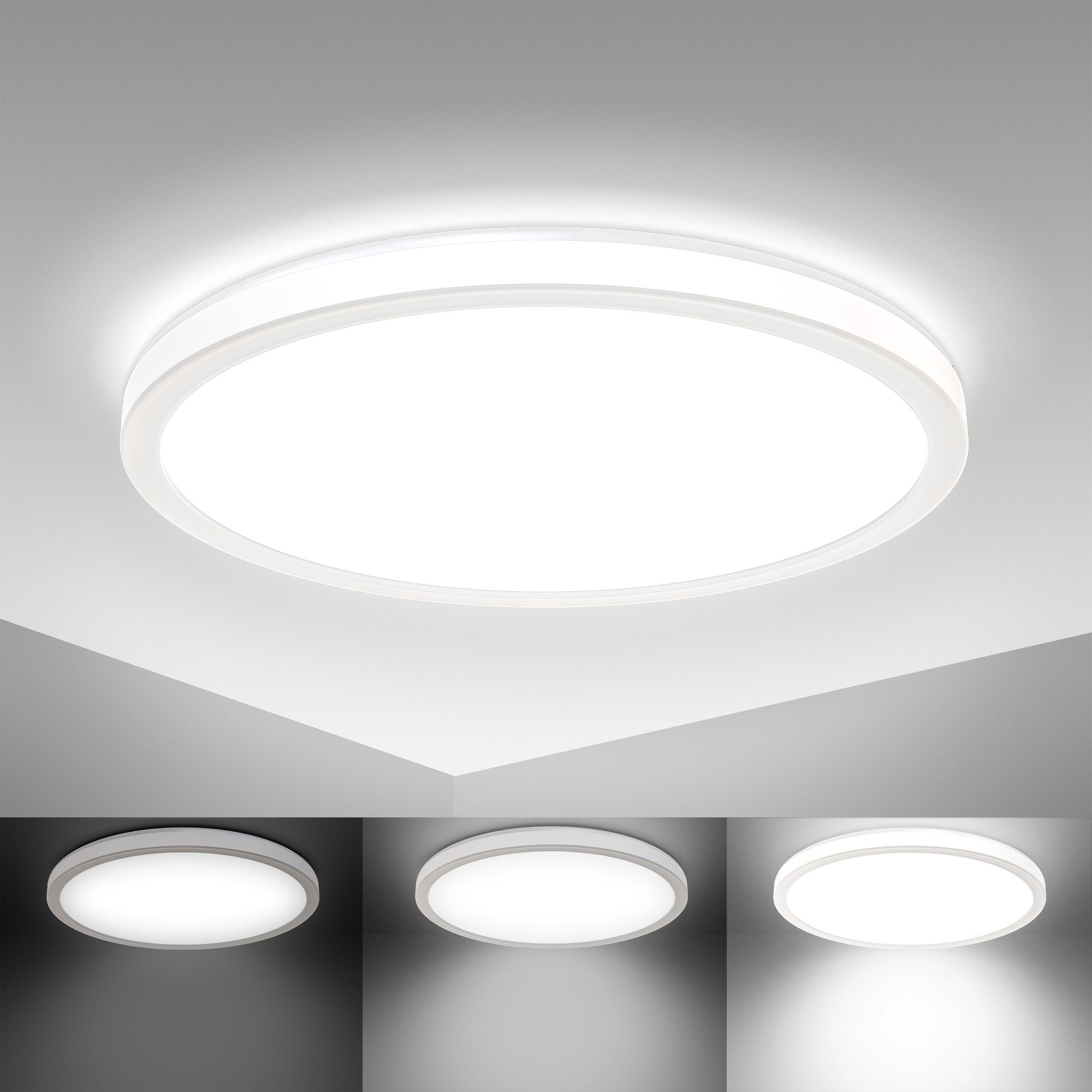 B.K.Licht Led-plafondlamp BK_DP1310 LED Panel, Dimmbar, Ultra Flach, Indirektes Licht