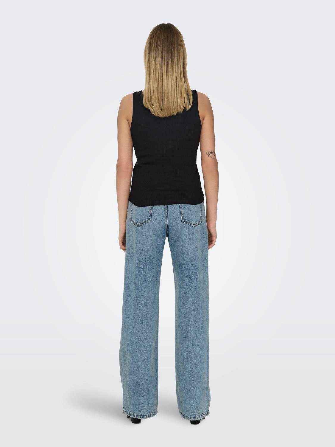 Only Geribde tanktop ONLSIMPLE LIFE S/L BUTTON TOP JRS CS 2PK (set, 2-delig)