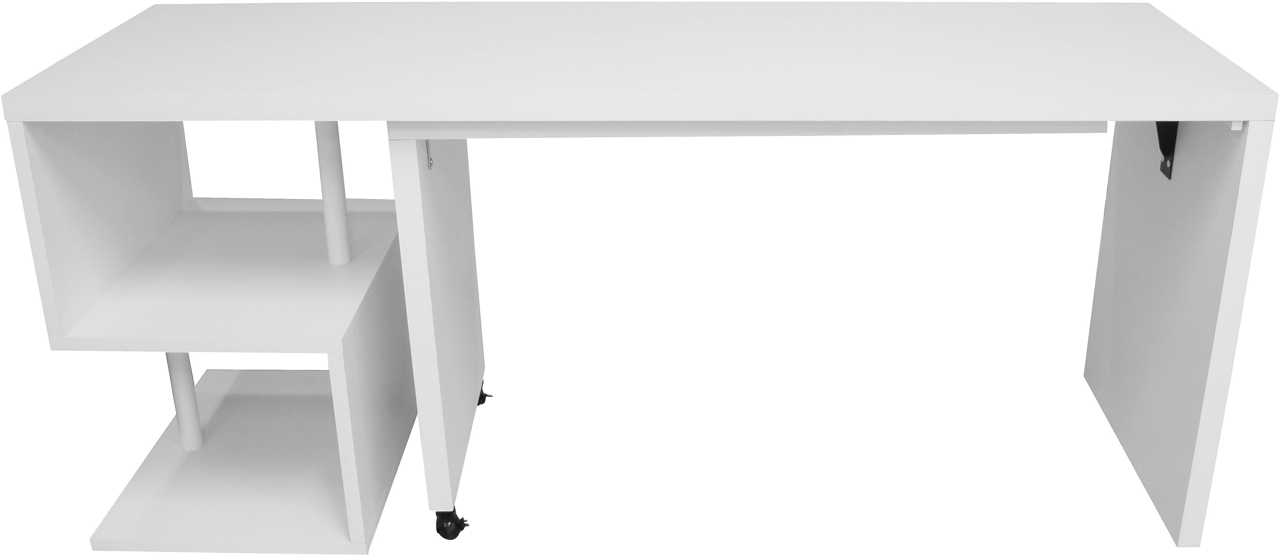 Places of Style Bureau Lopar, hoekbureau , rolbaar tafel-element, ruime werkruimte, hoek 180x129 cm