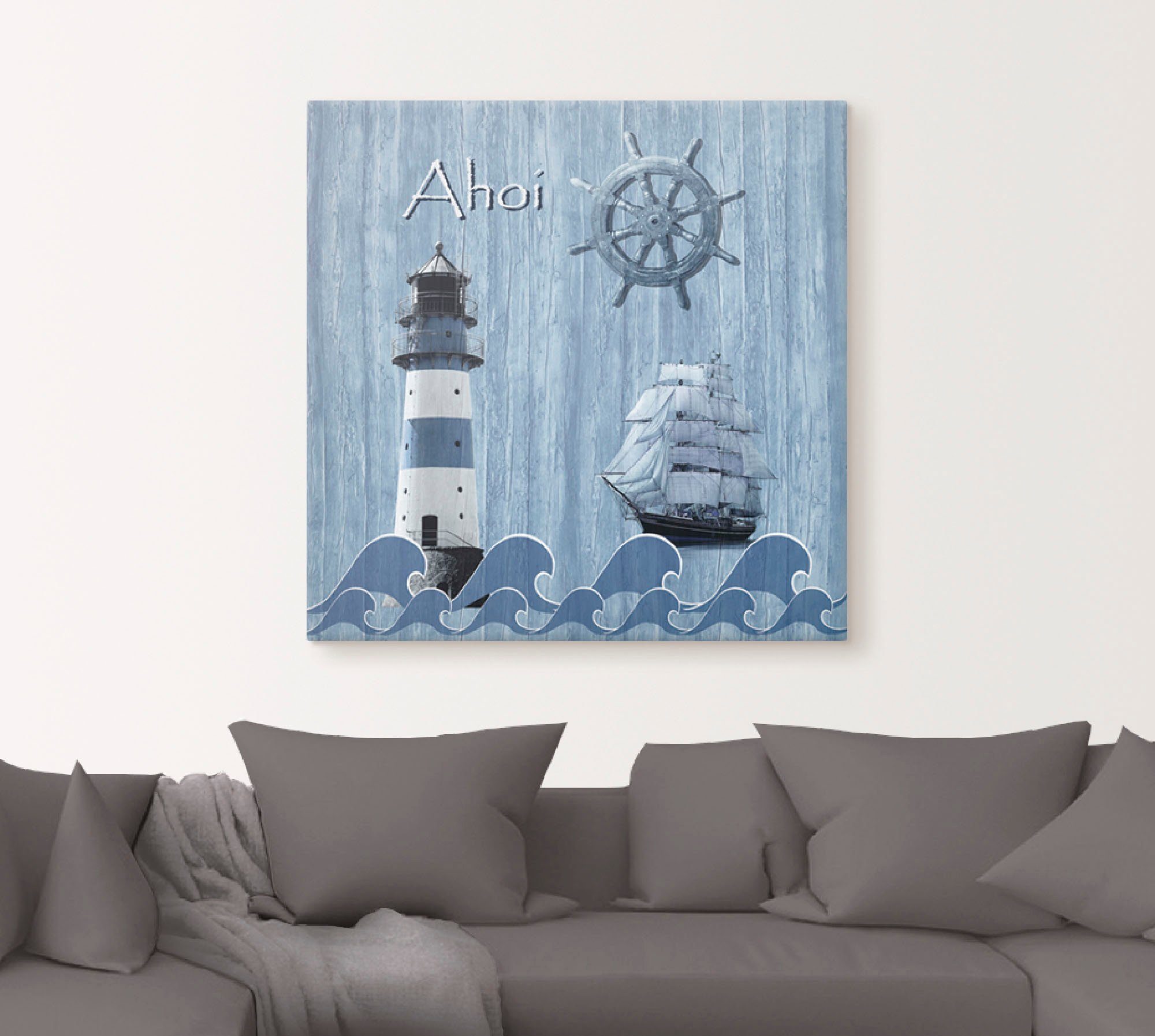 Artland Artprint Ahoy in maritiem blauw als artprint van aluminium, artprint voor buiten, artprint op linnen, poster, muursticker