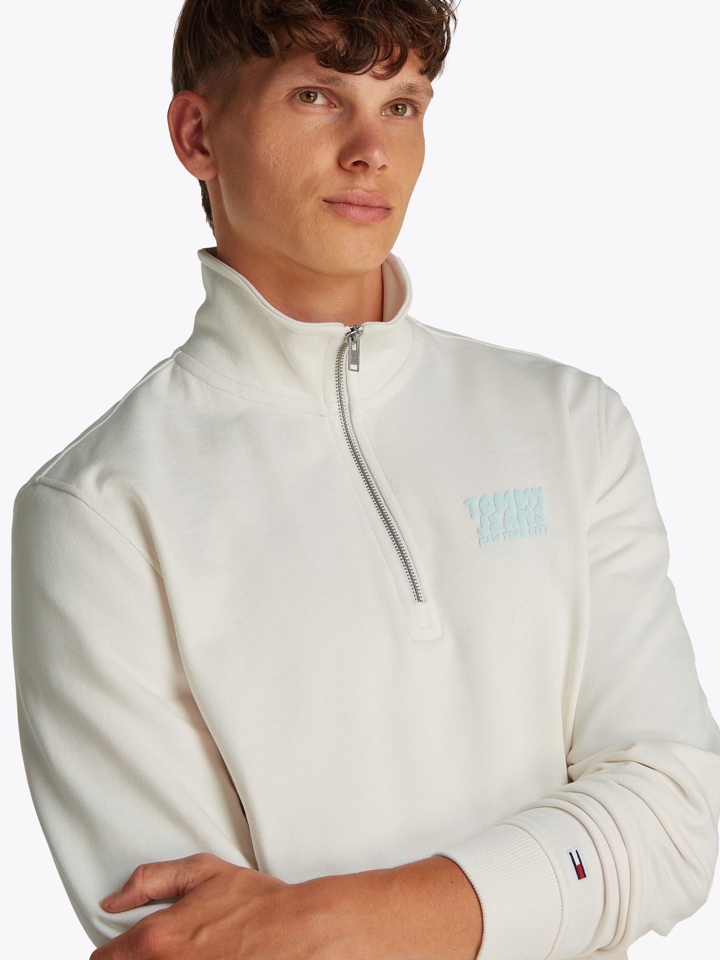 TOMMY JEANS Sweatshirt TJM REG BUBBLE QRTR ZIP FRNT/BCK