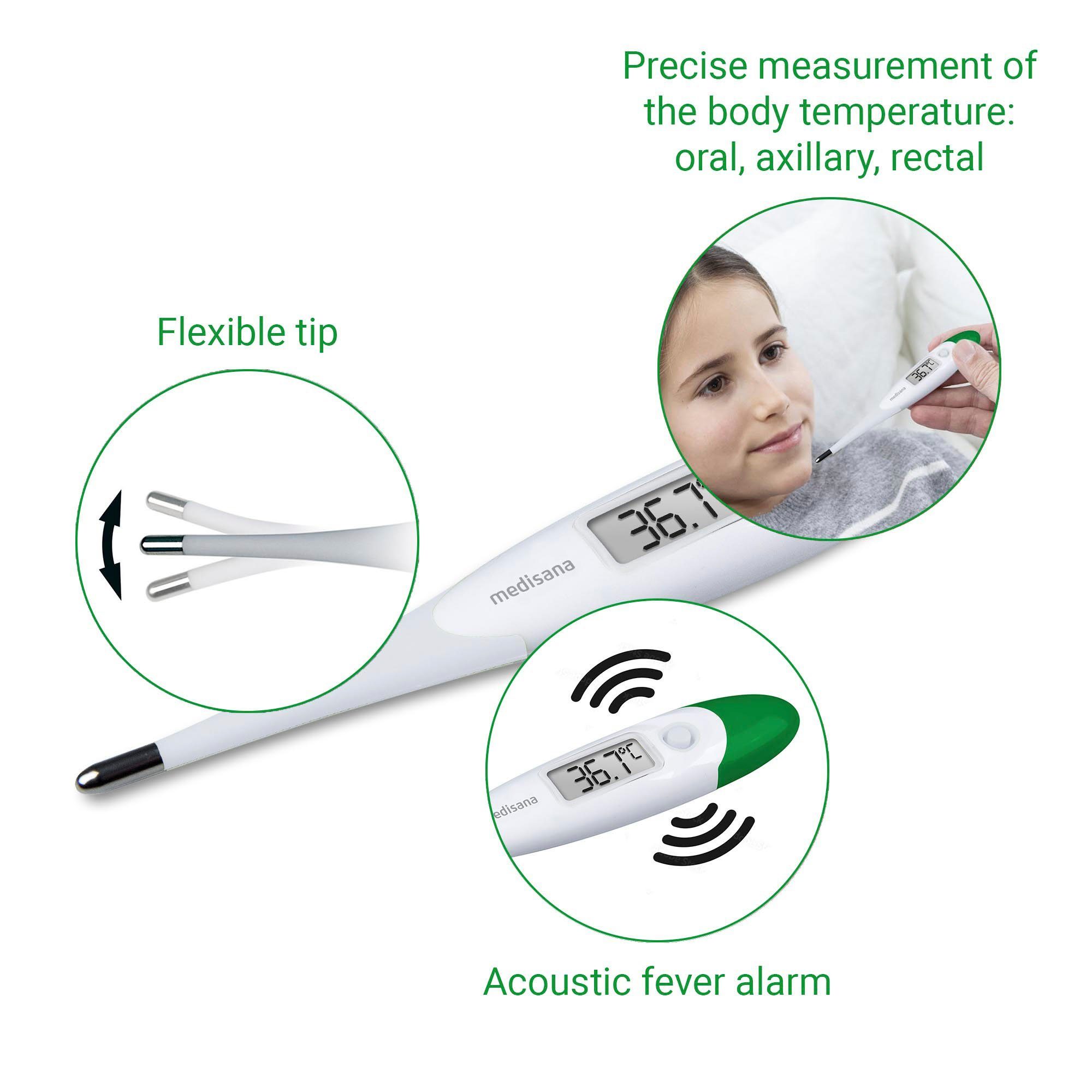 Medisana Koortsthermometer TM 700 oraal, axillair, rectale meting met flexibele punt, waterdicht