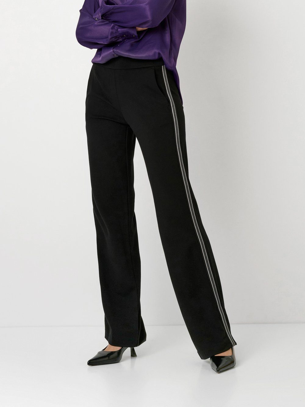 TONI Stoffen broek Jenny Wide Leg met elastische band en zijstrepen