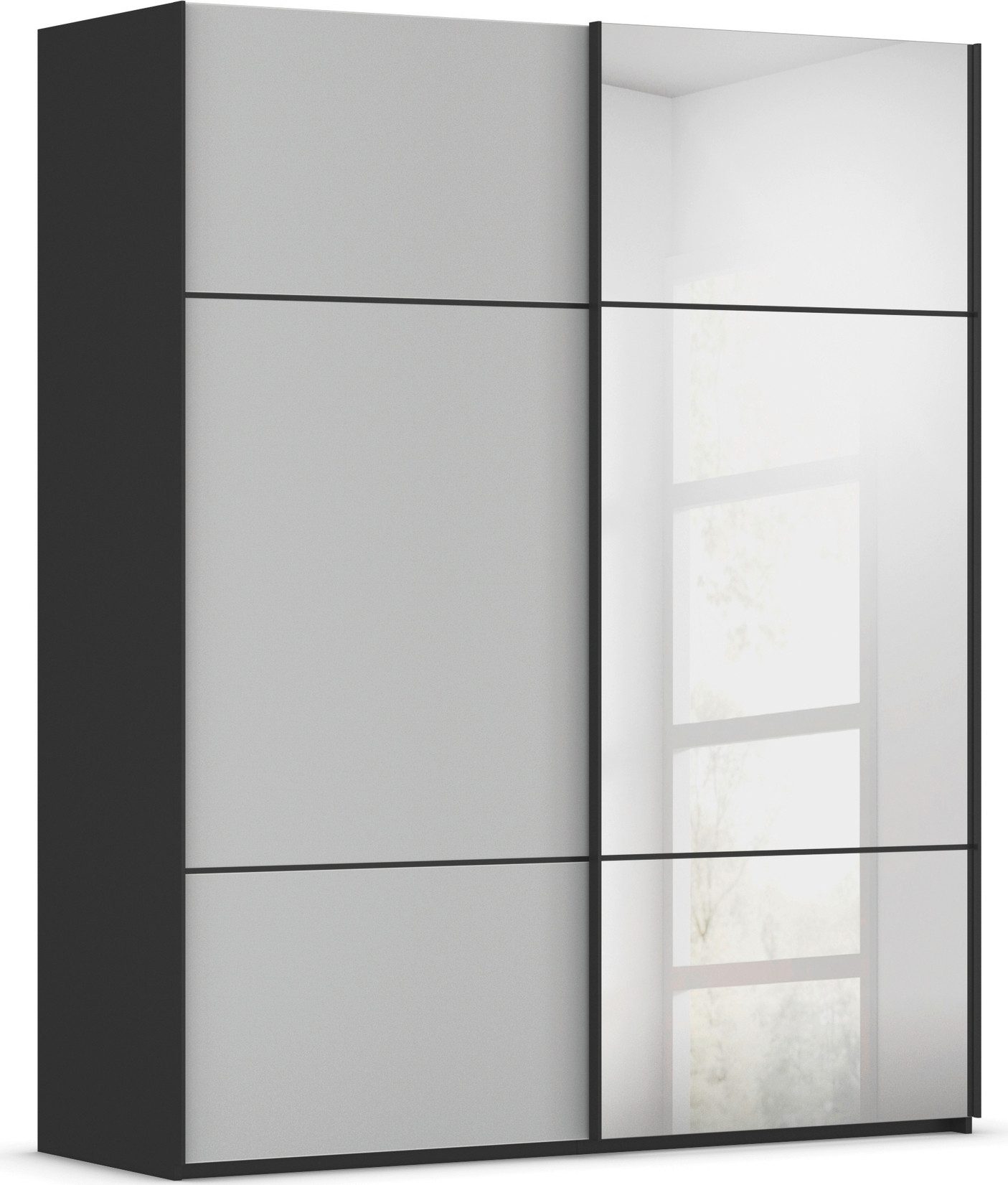 rauch Schuifdeurkast Kledingkast kast garderobe slaapkamerkast SCALE-TRIO edel drievoudig front met 2 sierlijsten spiegel/glas made in germany