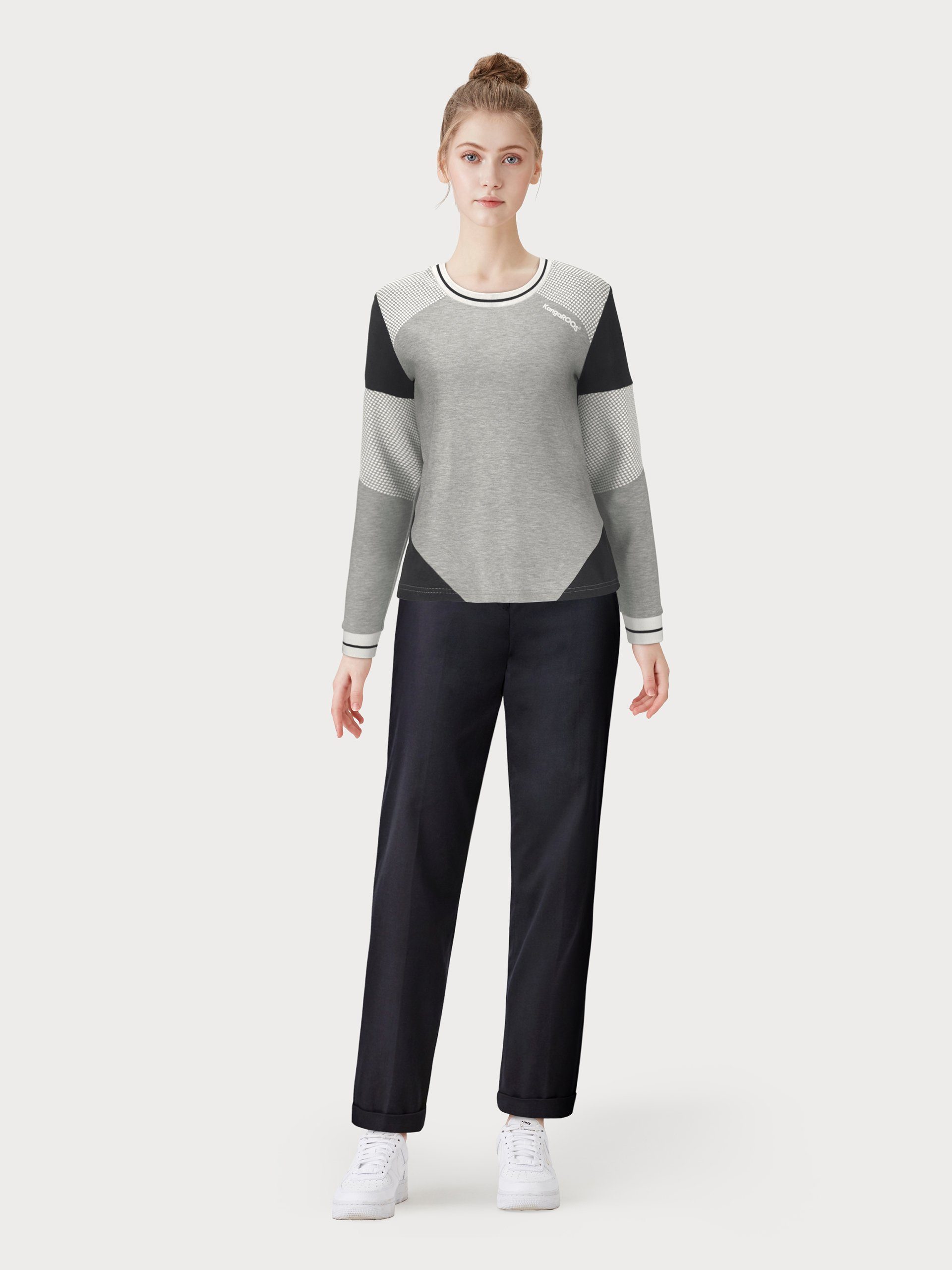 KangaROOS Sweatshirt Lange mouwen, figuurvolgende pasvorm, colourblocking, van katoen