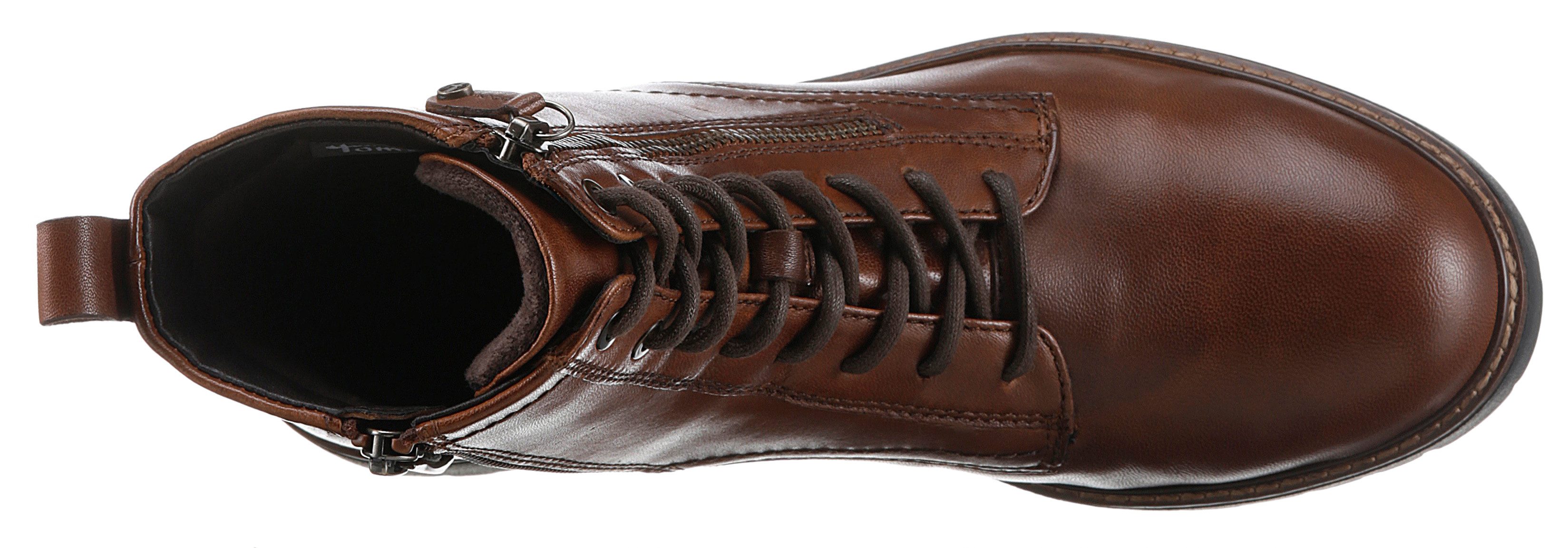 Tamaris Veterschoenen blokhak, veterschoen, combat-boots met contrast-raamnaad