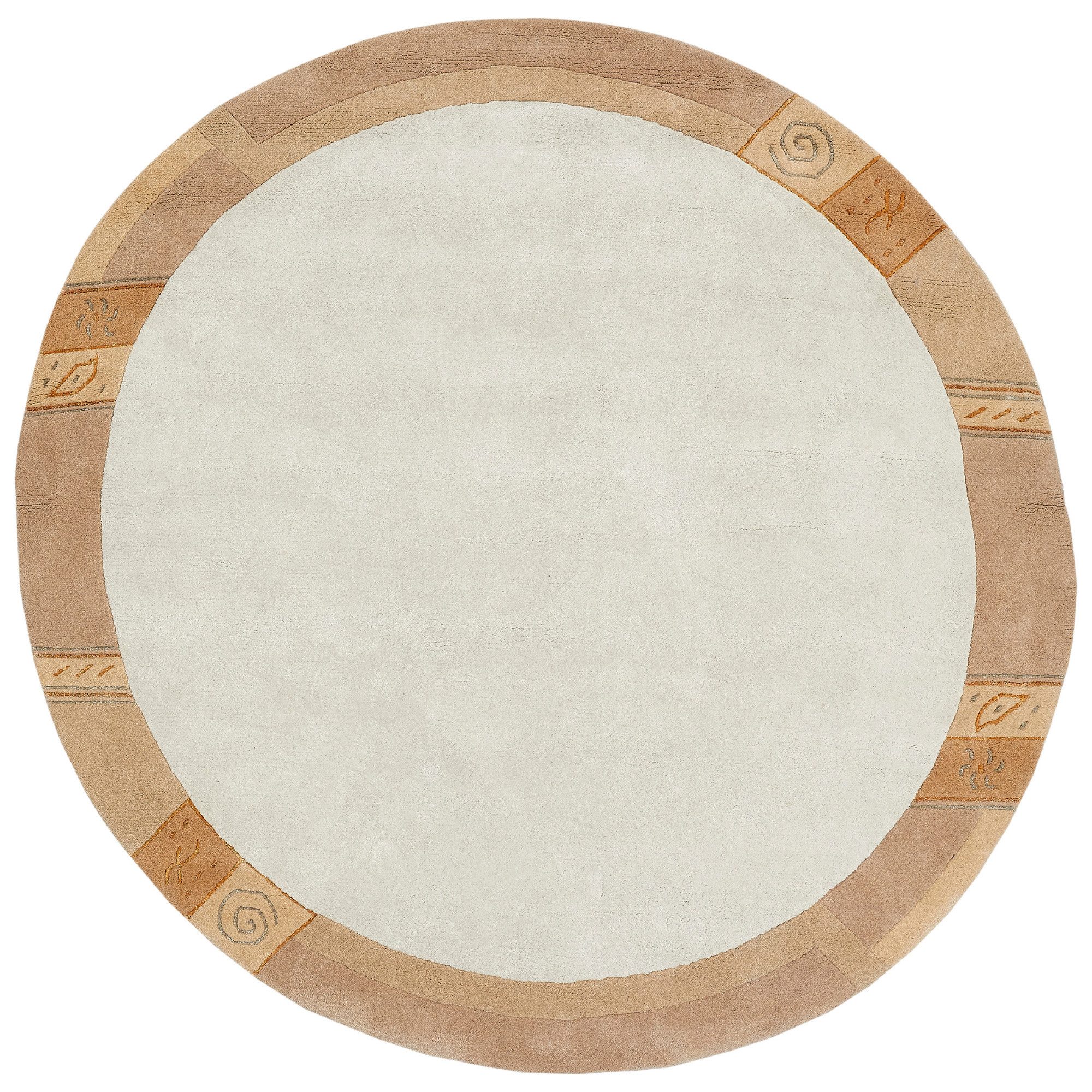 LUXOR living Wollen kleed India zuivere wol, met de hand geknoopt, met randdessin wollen vloerkleden maat 9 beige