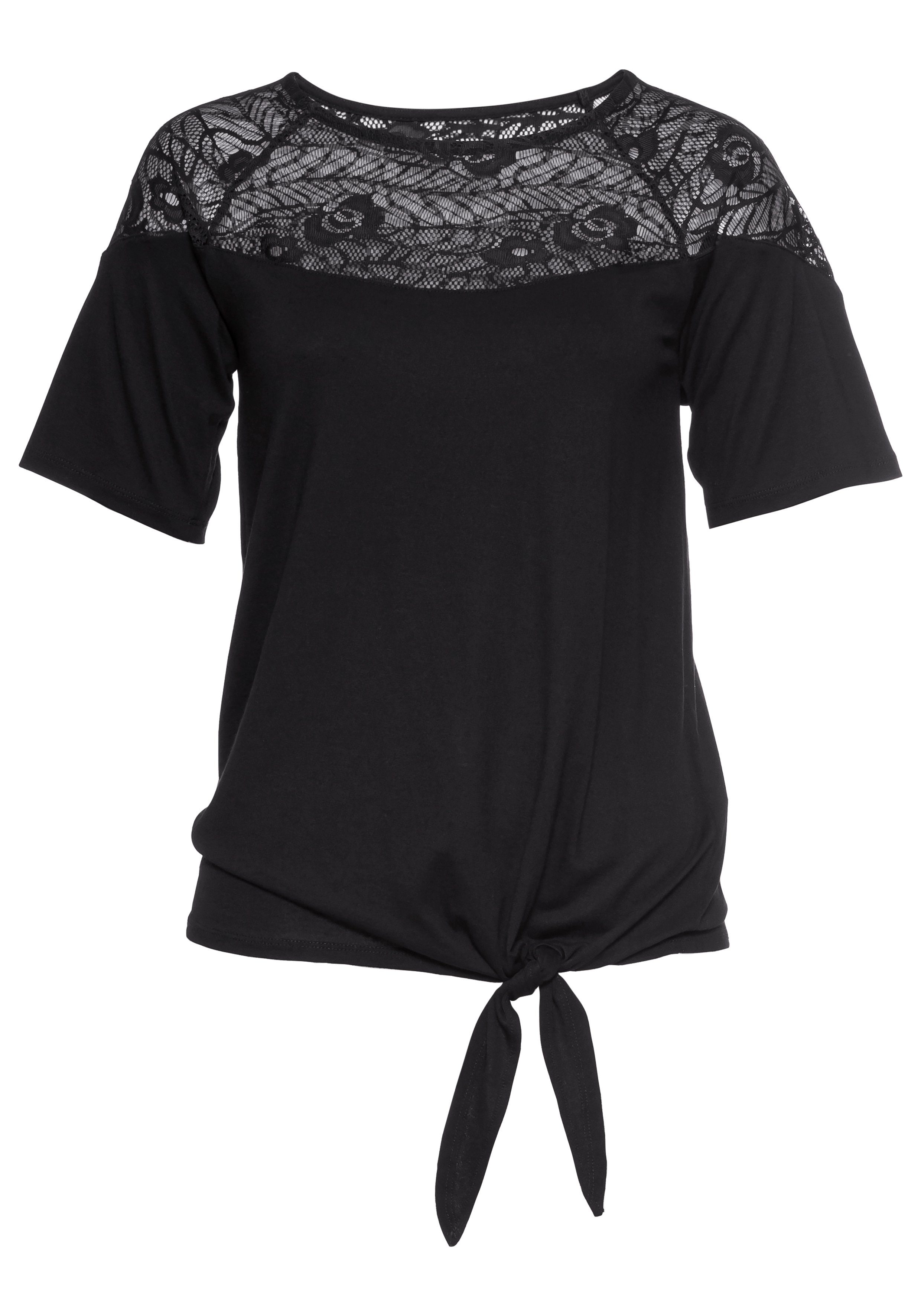 Laura Scott Wikkelshirt halfarm, figuurvolgende pasvorm, van single jersey en kant