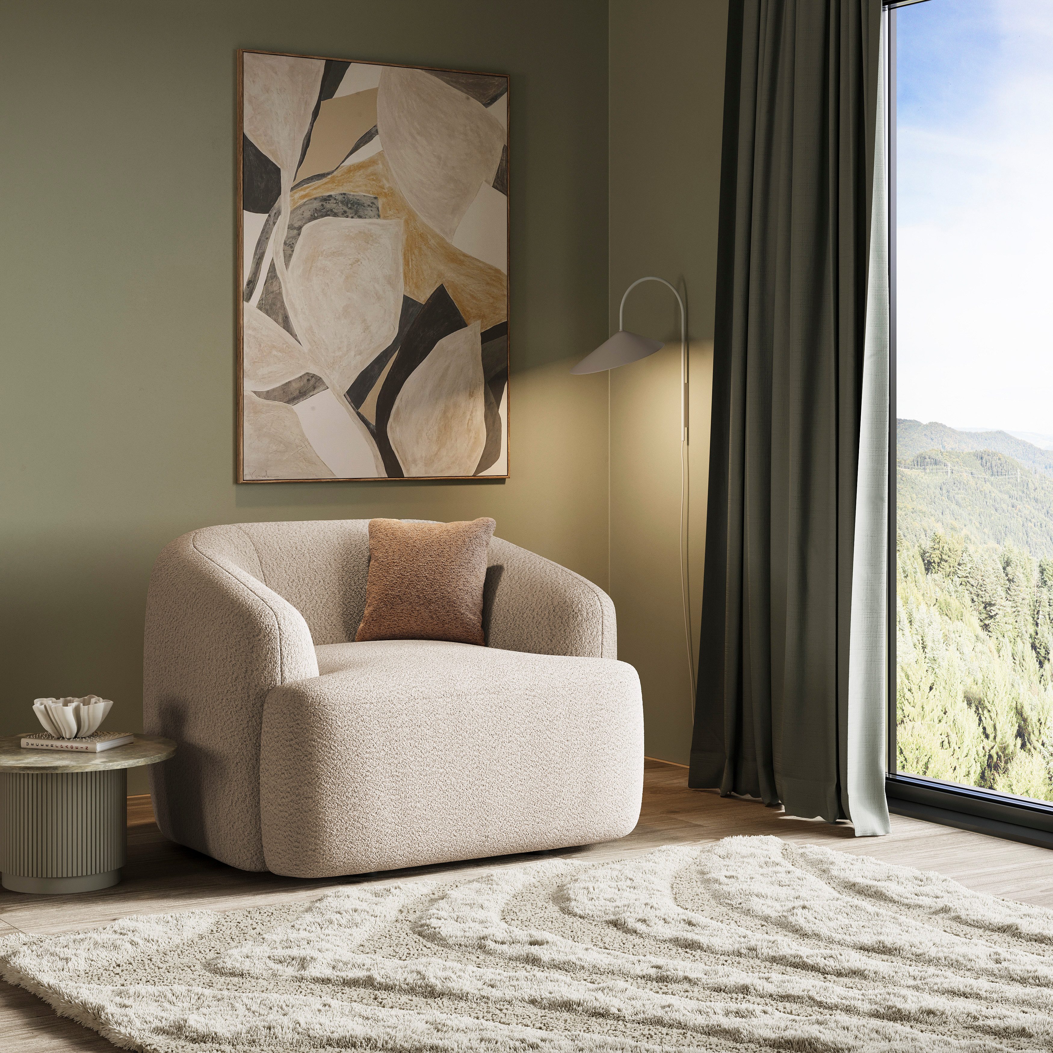 INOSIGN Fauteuil Nergal, BxDxH, 120x110x81 cm Grote fauteuil met golfondersteuning, in verschillende kleuren